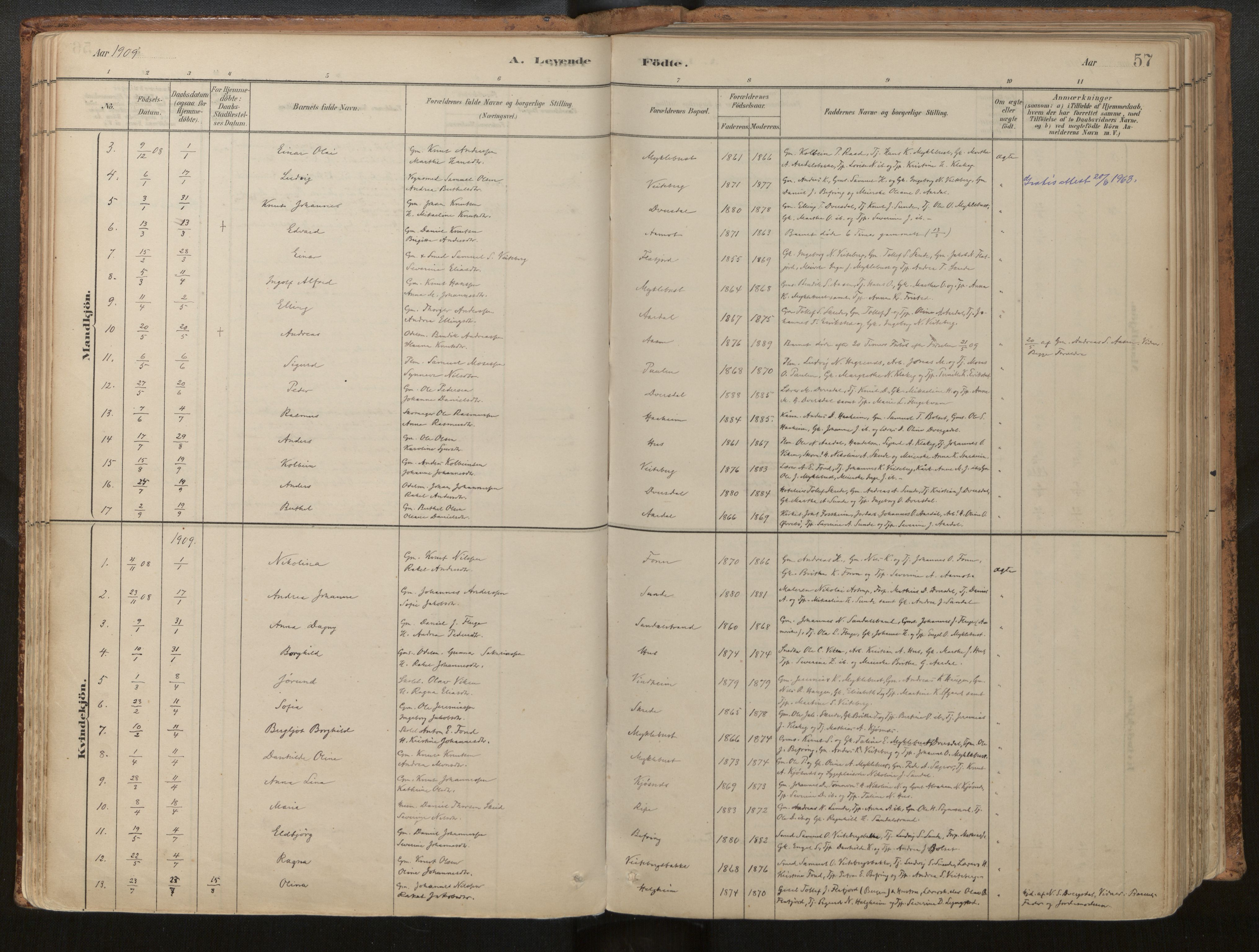 Jølster sokneprestembete, AV/SAB-A-80701/H/Haa/Haac/L0001: Ministerialbok nr. C 1, 1882-1928, s. 57