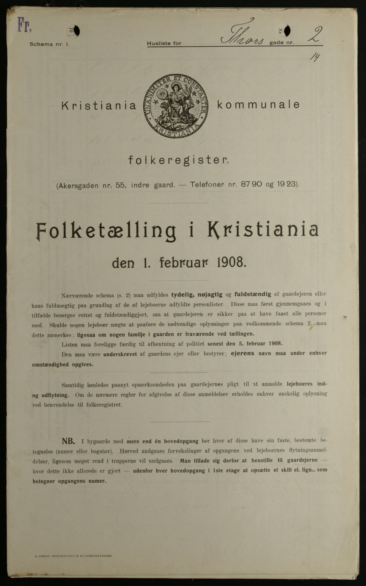 OBA, Kommunal folketelling 1.2.1908 for Kristiania kjøpstad, 1908, s. 102873