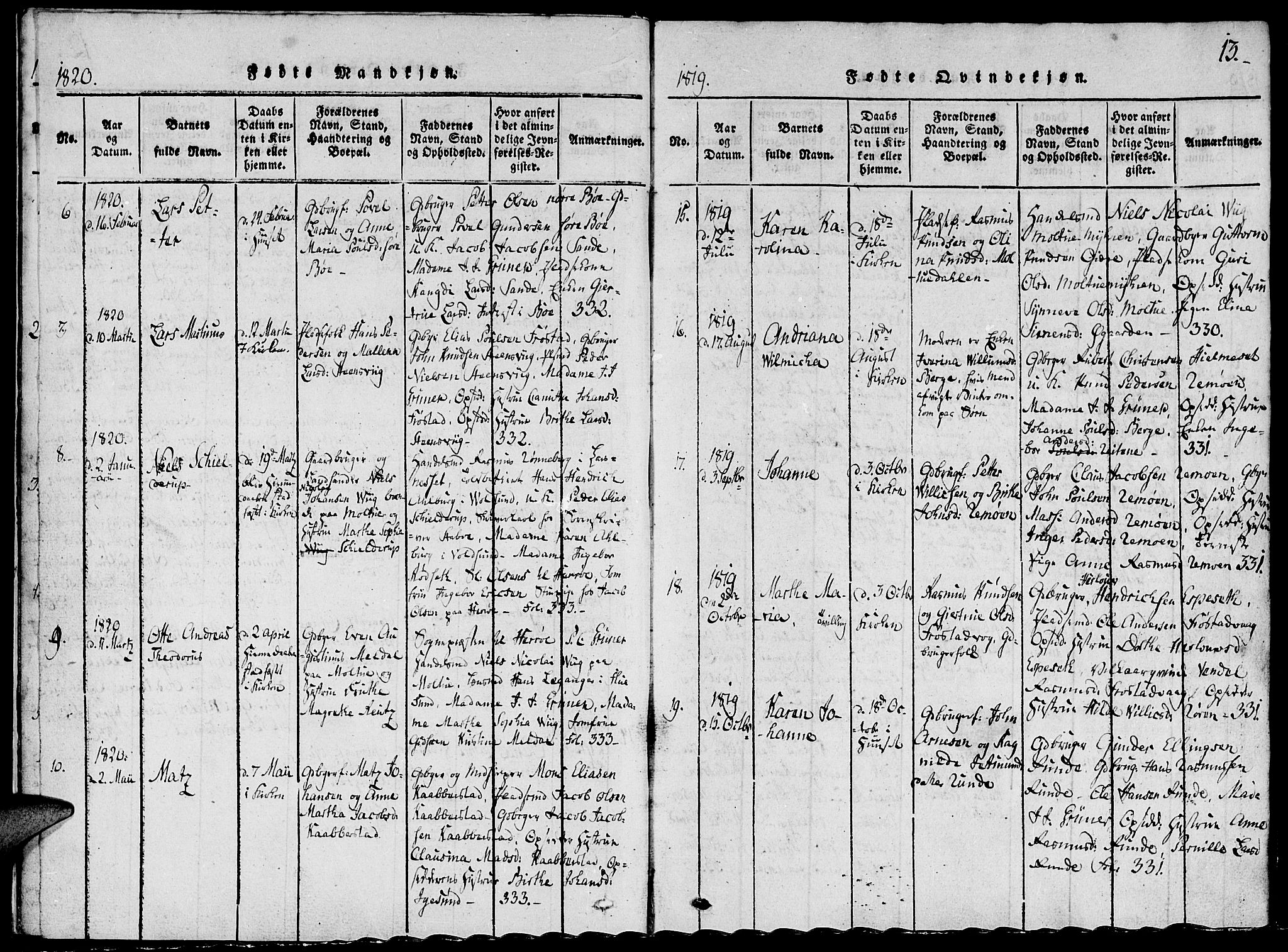 Ministerialprotokoller, klokkerbøker og fødselsregistre - Møre og Romsdal, AV/SAT-A-1454/507/L0069: Ministerialbok nr. 507A04, 1816-1841, s. 13