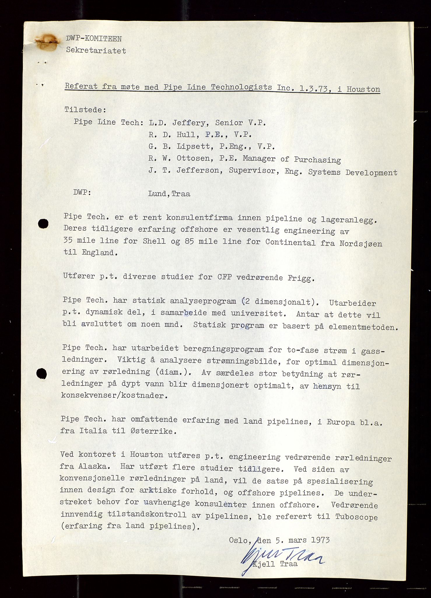 Industridepartementet, Oljekontoret, AV/SAST-A-101348/Di/L0003: DWP, møtereferater, 1972-1974, s. 349