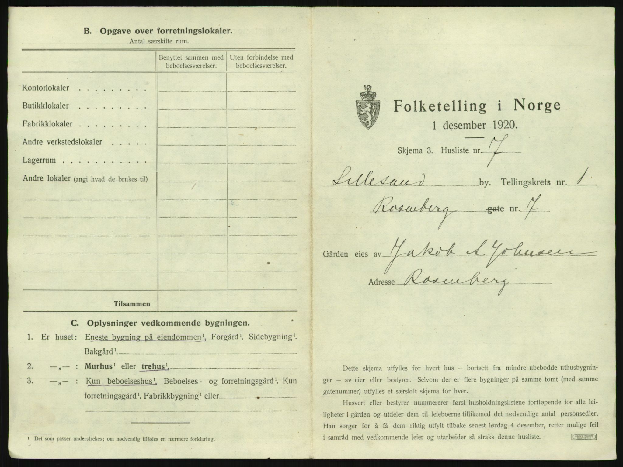 SAK, Folketelling 1920 for 0905 Lillesand ladested, 1920, s. 33