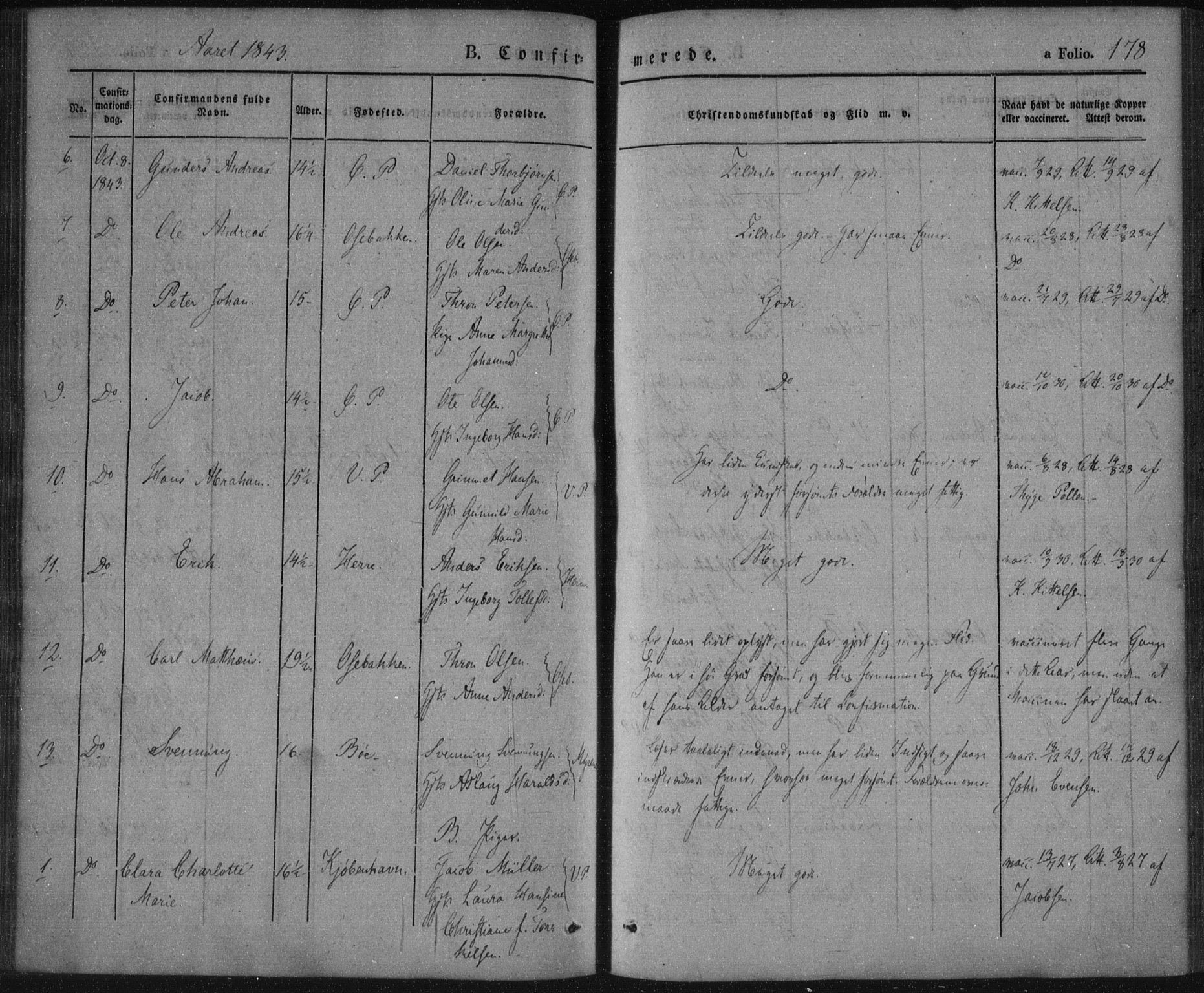 Porsgrunn kirkebøker , AV/SAKO-A-104/F/Fa/L0006: Ministerialbok nr. 6, 1841-1857, s. 178