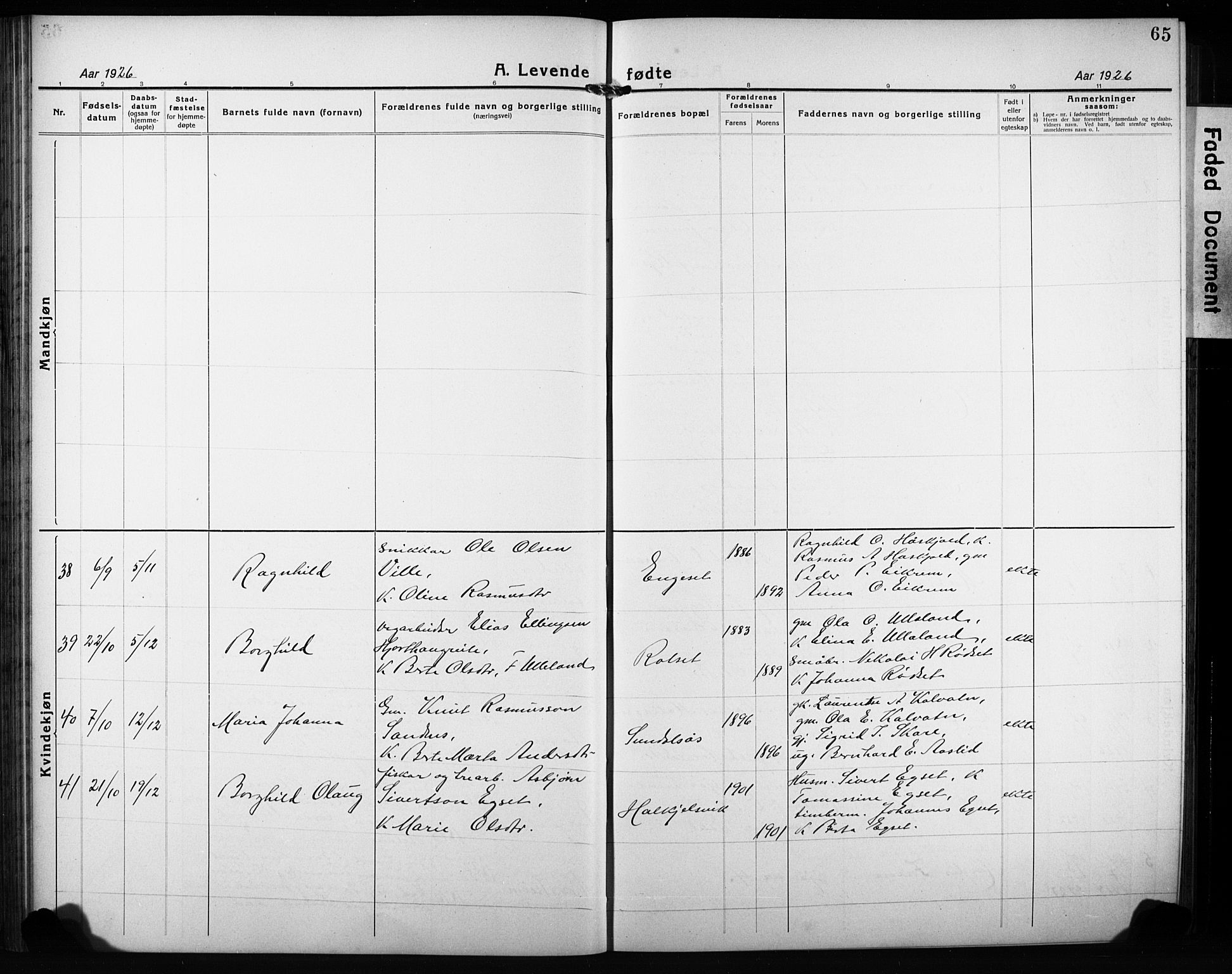 Ministerialprotokoller, klokkerbøker og fødselsregistre - Møre og Romsdal, AV/SAT-A-1454/511/L0160: Klokkerbok nr. 511C06, 1920-1932, s. 65