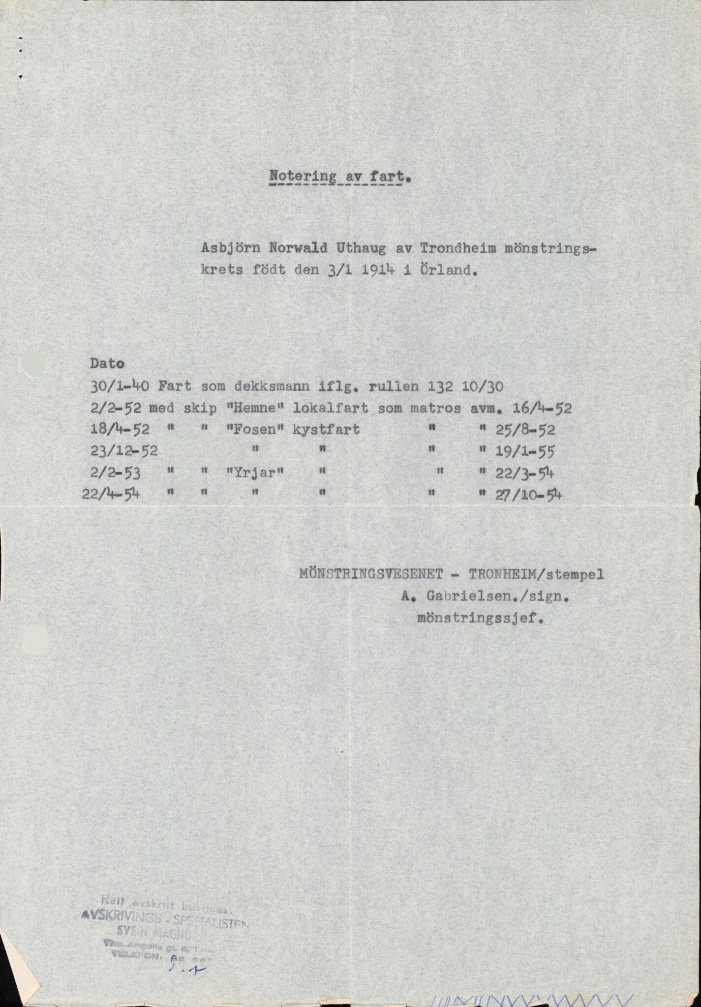 Forsvaret, Forsvarets overkommando/Luftforsvarsstaben, RA/RAFA-4079/P/Pa/L0038: Personellpapirer, 1914, s. 362