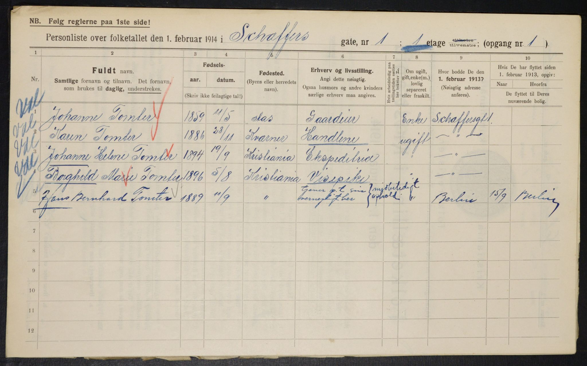 OBA, Kommunal folketelling 1.2.1914 for Kristiania, 1914, s. 92772