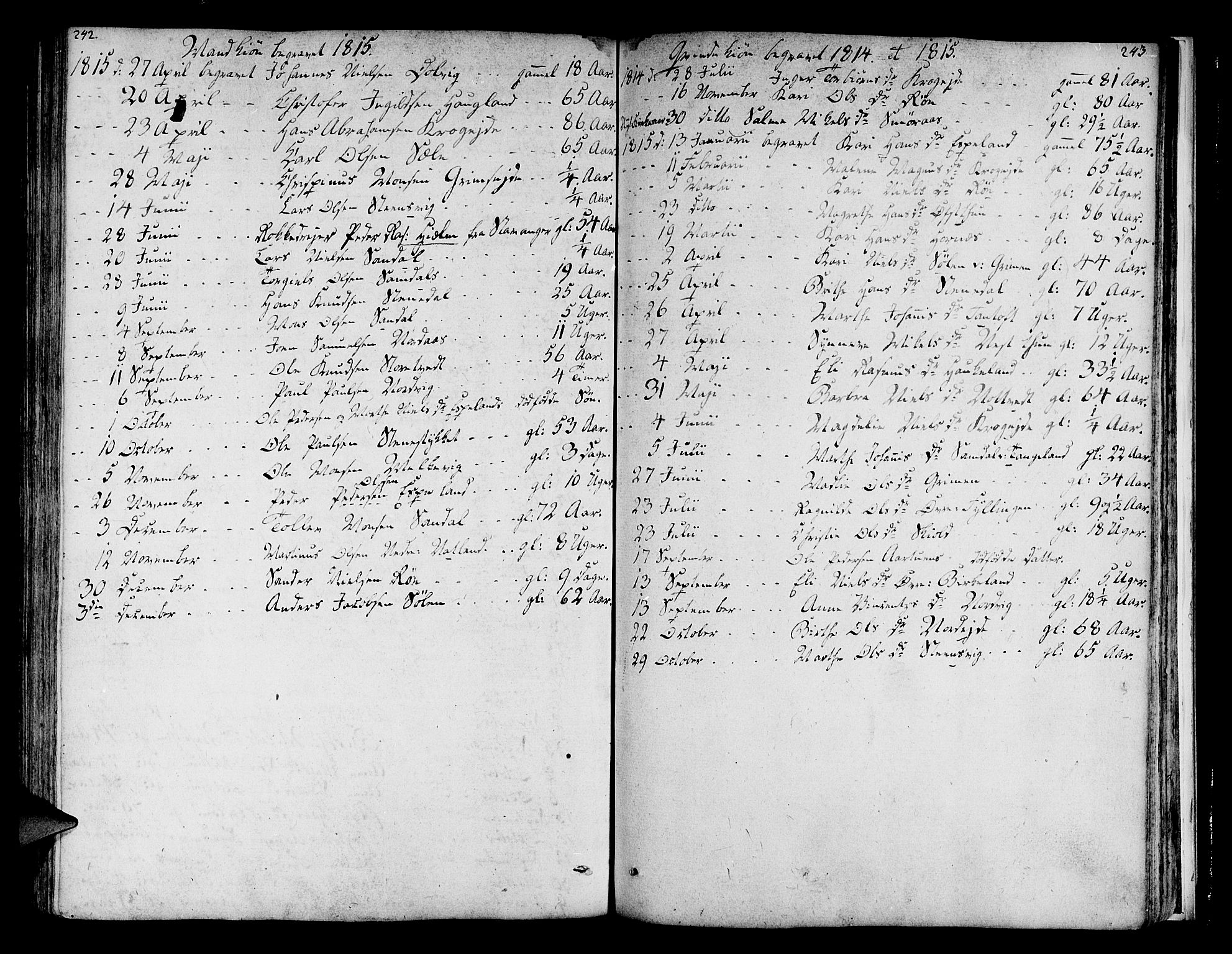 Fana Sokneprestembete, AV/SAB-A-75101/H/Haa/Haaa/L0006: Ministerialbok nr. A 6, 1800-1815, s. 242-243