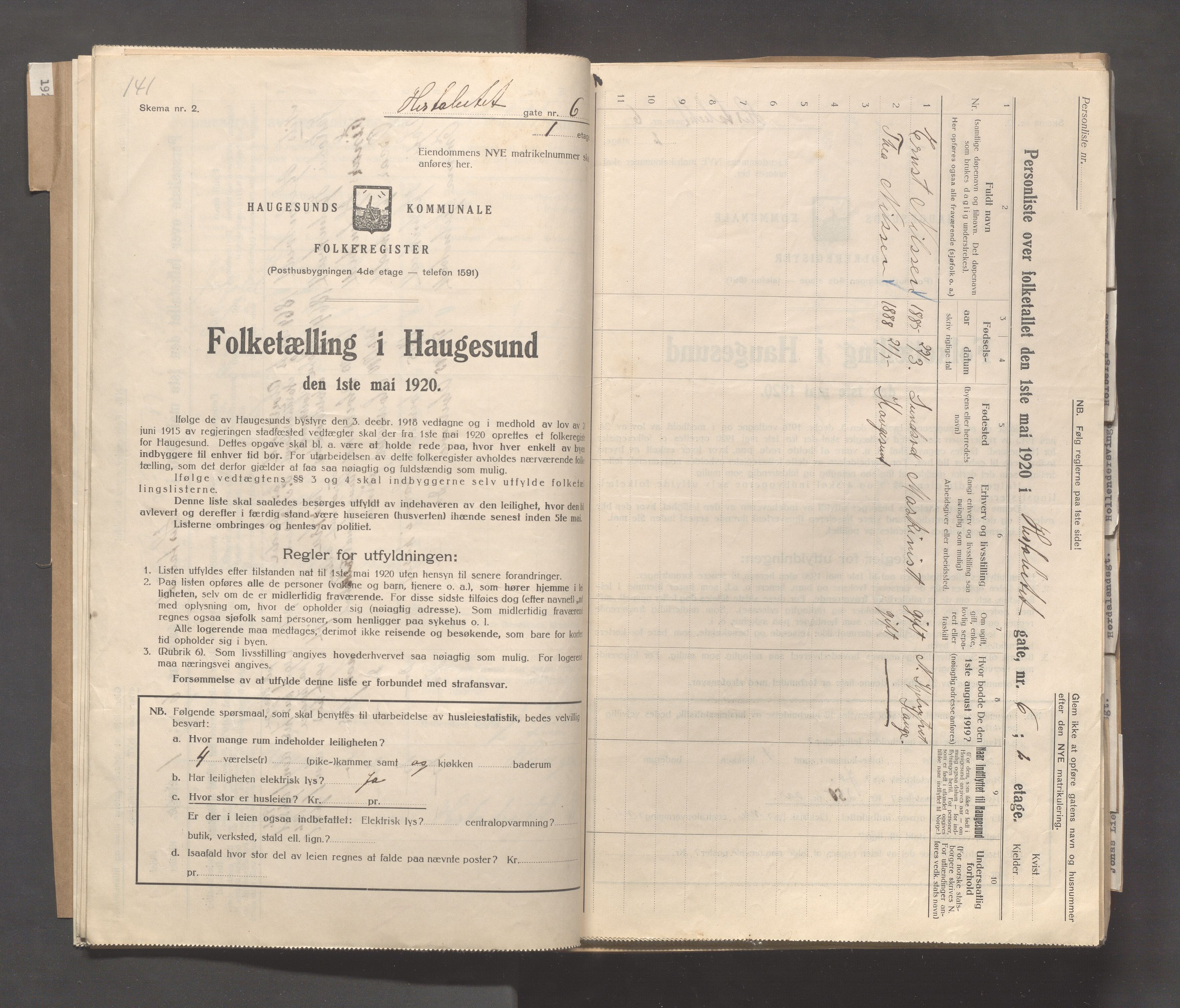 IKAR, Kommunal folketelling 1.5.1920 for Haugesund, 1920, s. 2111