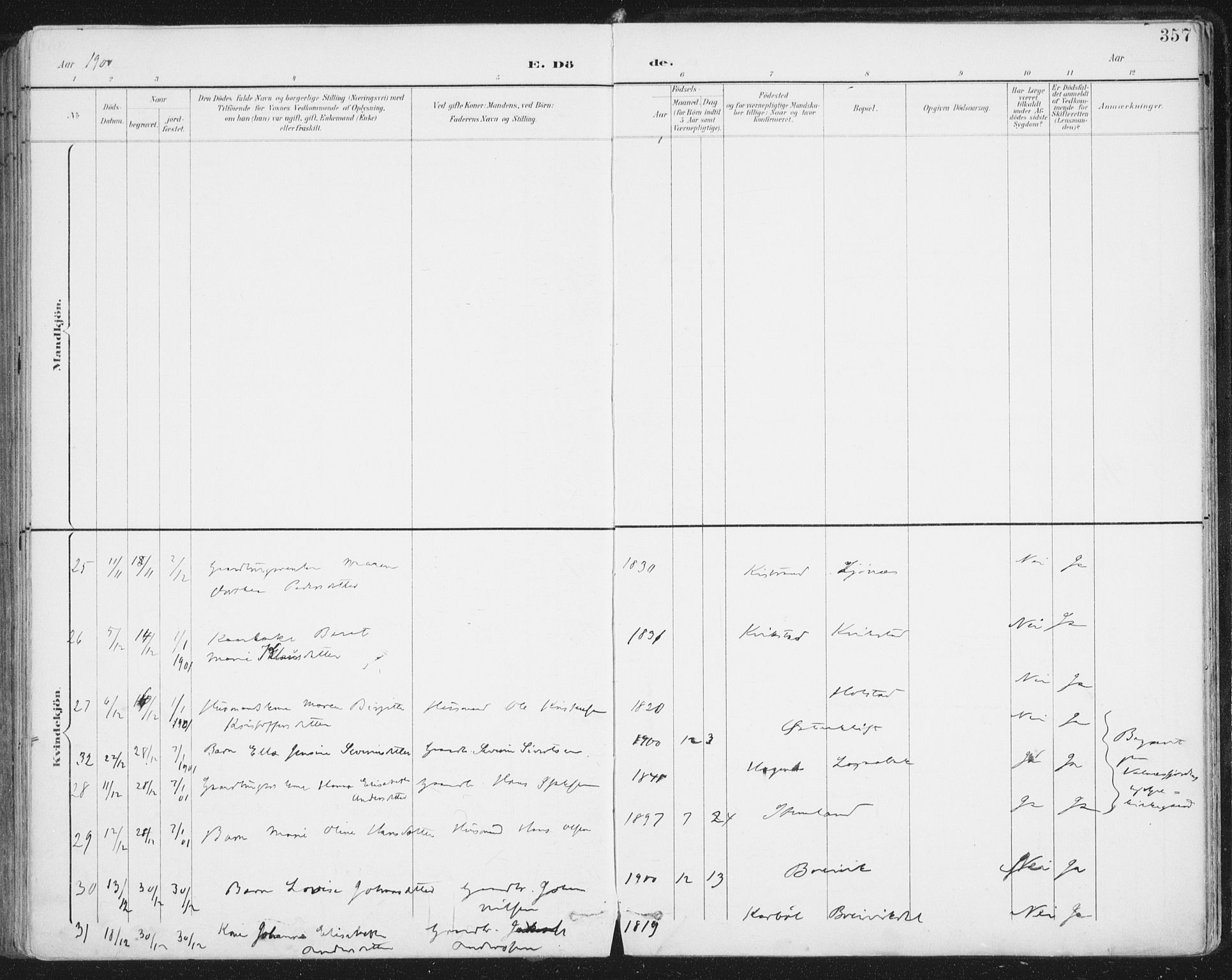 Ministerialprotokoller, klokkerbøker og fødselsregistre - Nordland, SAT/A-1459/852/L0741: Ministerialbok nr. 852A11, 1894-1917, s. 357