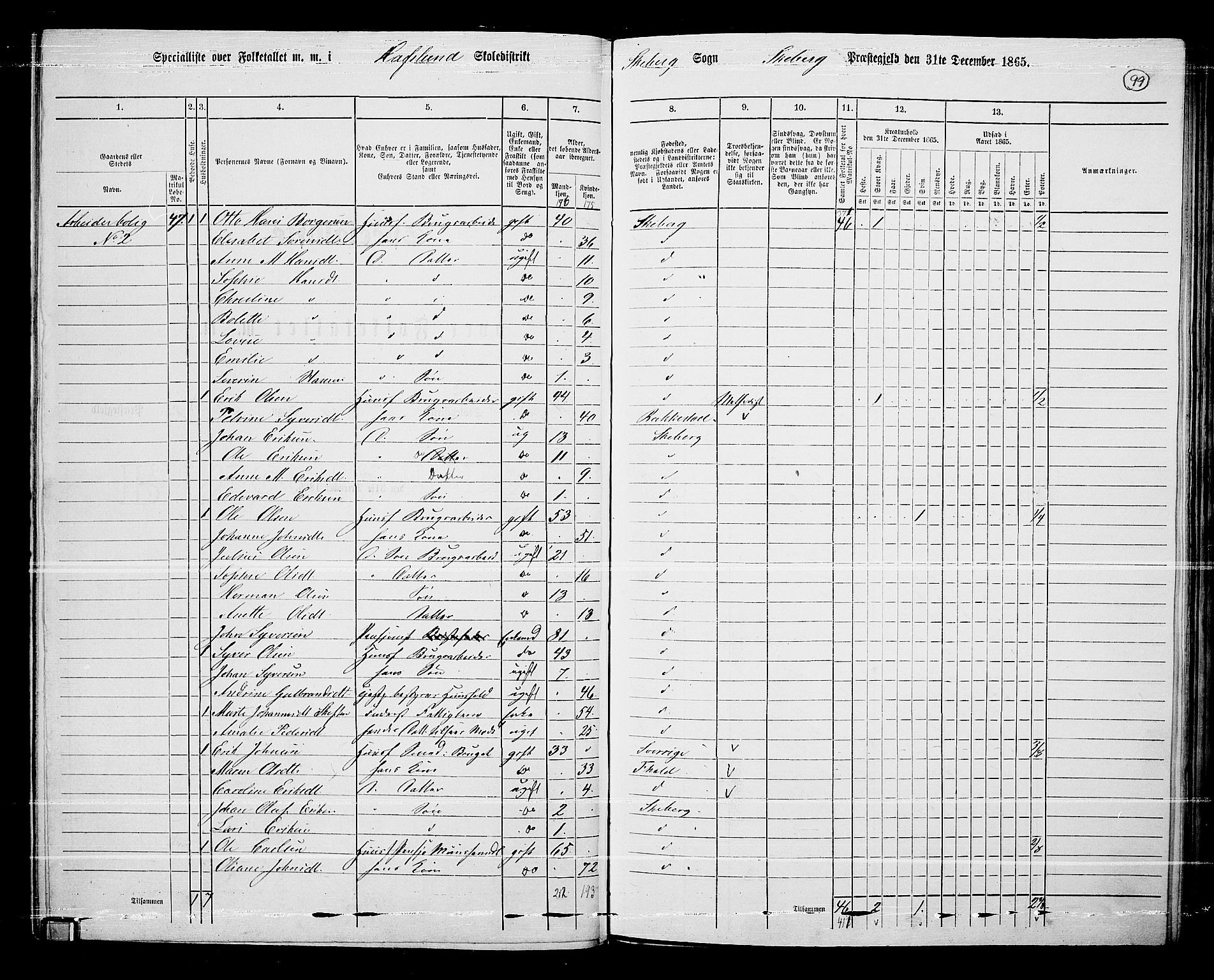 RA, Folketelling 1865 for 0115P Skjeberg prestegjeld, 1865, s. 93