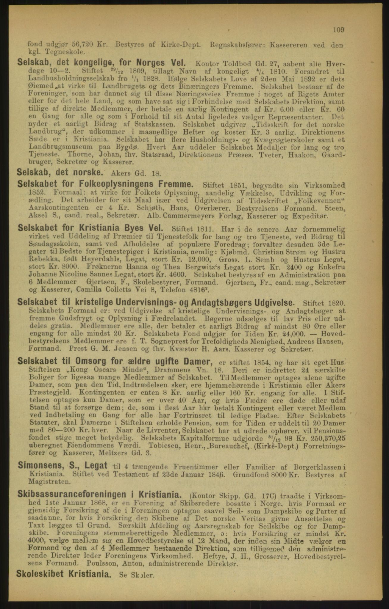 Kristiania/Oslo adressebok, PUBL/-, 1900, s. 109