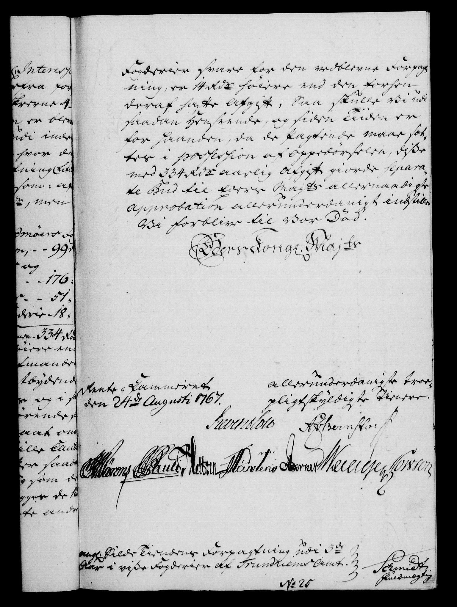 Rentekammeret, Kammerkanselliet, RA/EA-3111/G/Gf/Gfa/L0049: Norsk relasjons- og resolusjonsprotokoll (merket RK 52.49), 1767, s. 232
