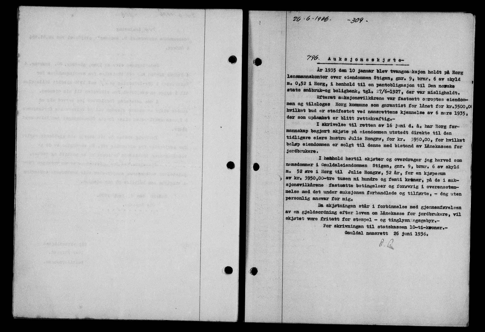 Gauldal sorenskriveri, SAT/A-0014/1/2/2C/L0046: Pantebok nr. 49-50, 1936-1937, Dagboknr: 796/1936