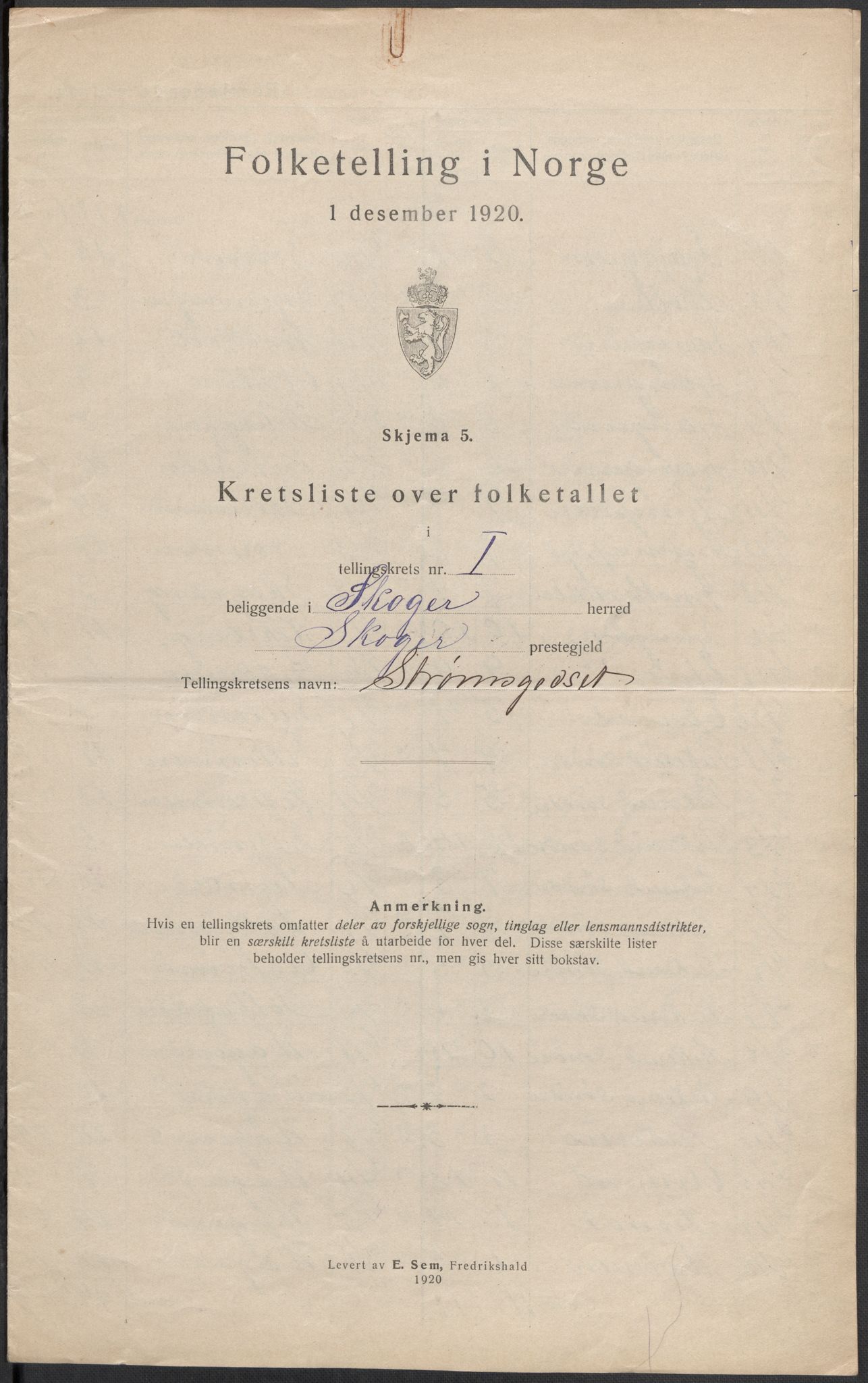 SAKO, Folketelling 1920 for 0712 Skoger herred, 1920, s. 9