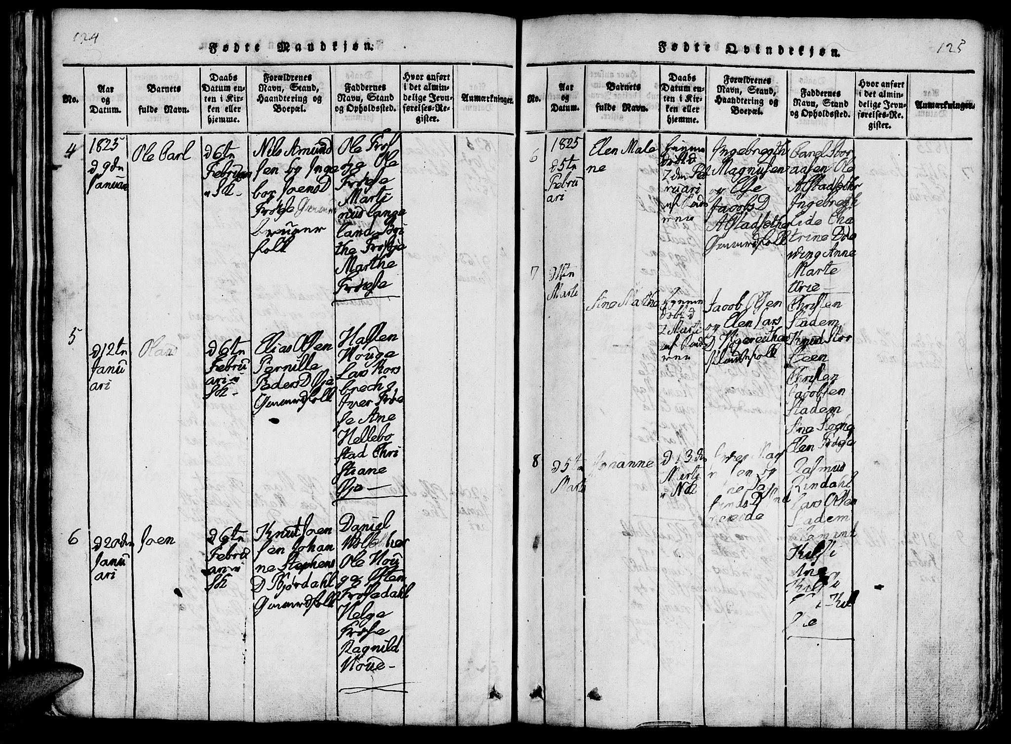 Ministerialprotokoller, klokkerbøker og fødselsregistre - Møre og Romsdal, SAT/A-1454/519/L0260: Klokkerbok nr. 519C01, 1817-1829, s. 124-125