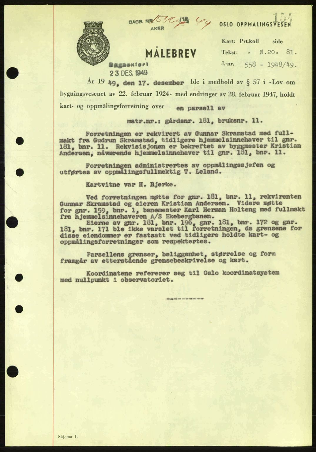 Oslo byskriverembete, AV/SAO-A-10227/G/Gb/Gbd/Gbda/L0017: Pantebok nr. A215, 1949-1950, Dagboknr: 15467/1949
