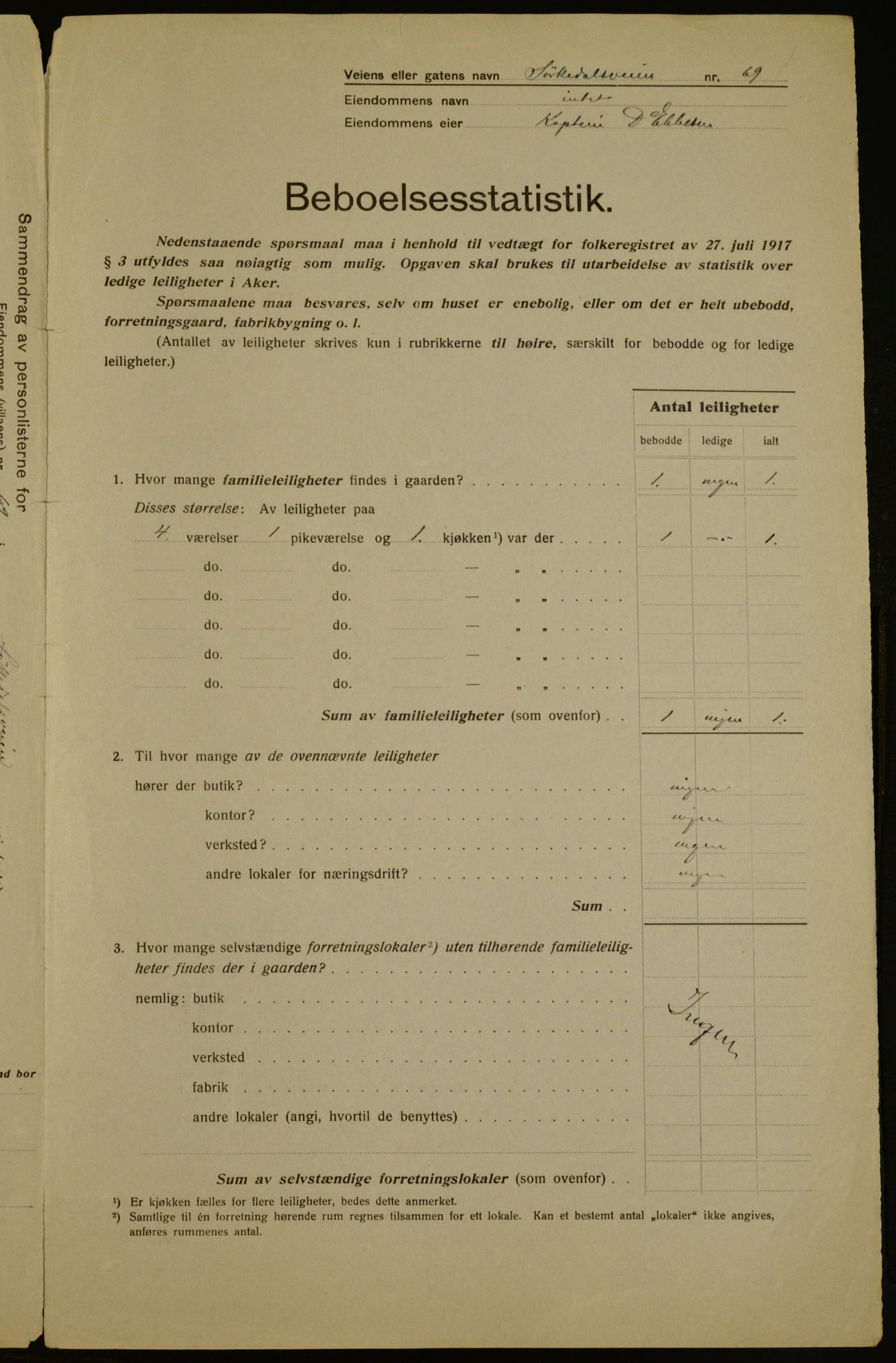 OBA, Kommunal folketelling 1.12.1917 for Aker, 1917, s. 9