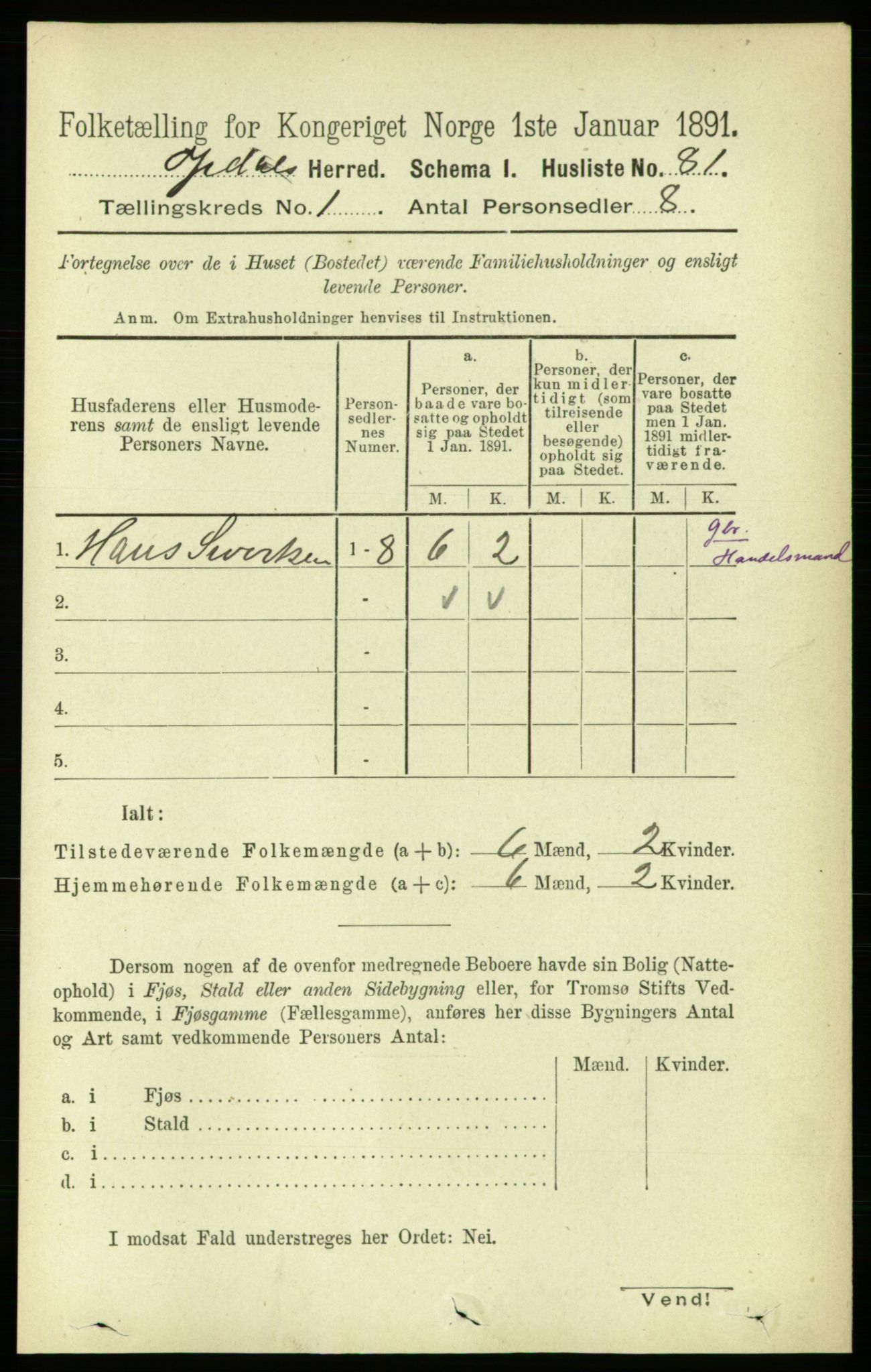 RA, Folketelling 1891 for 1634 Oppdal herred, 1891, s. 110