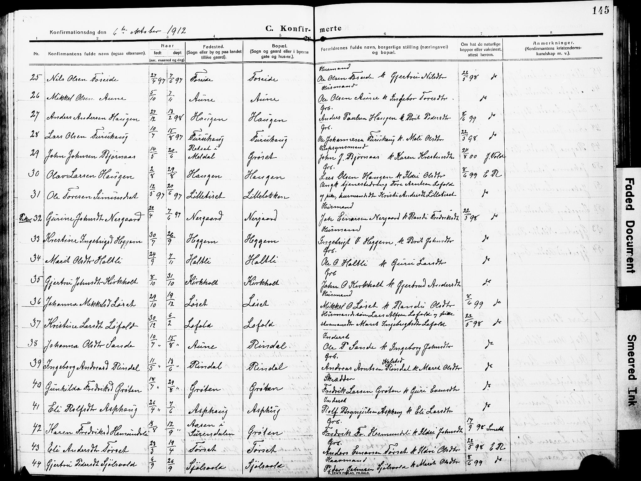 Ministerialprotokoller, klokkerbøker og fødselsregistre - Møre og Romsdal, AV/SAT-A-1454/598/L1079: Klokkerbok nr. 598C04, 1909-1927, s. 145