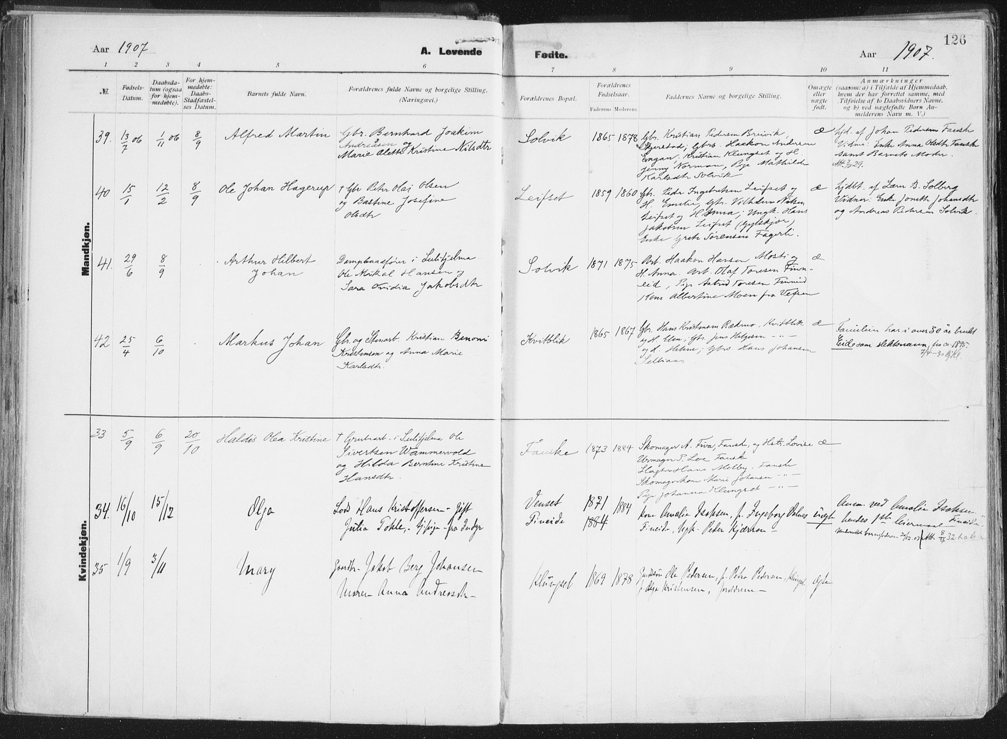 Ministerialprotokoller, klokkerbøker og fødselsregistre - Nordland, AV/SAT-A-1459/849/L0696: Ministerialbok nr. 849A08, 1898-1910, s. 126