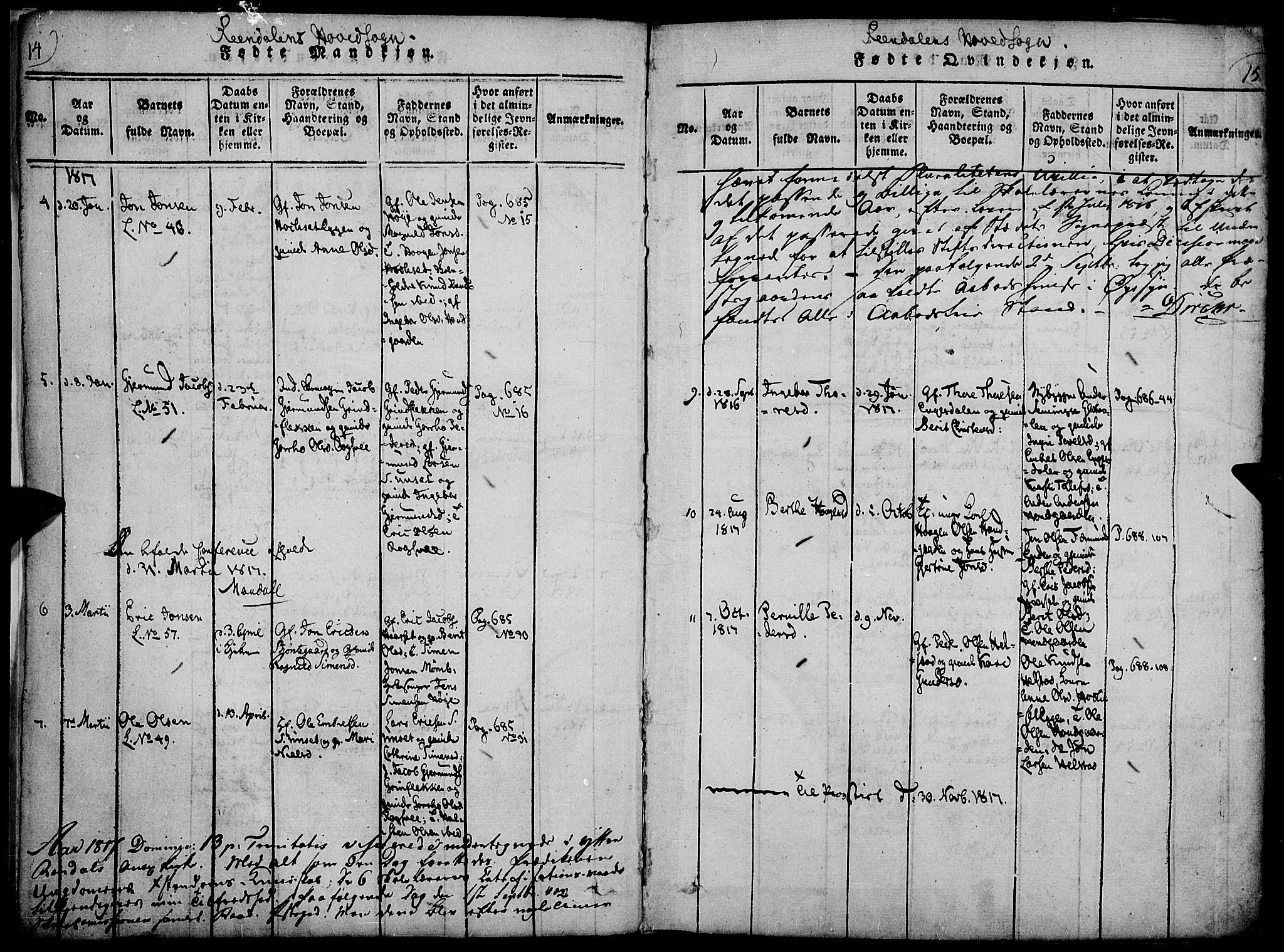 Rendalen prestekontor, AV/SAH-PREST-054/H/Ha/Haa/L0003: Ministerialbok nr. 3, 1815-1829, s. 14-15