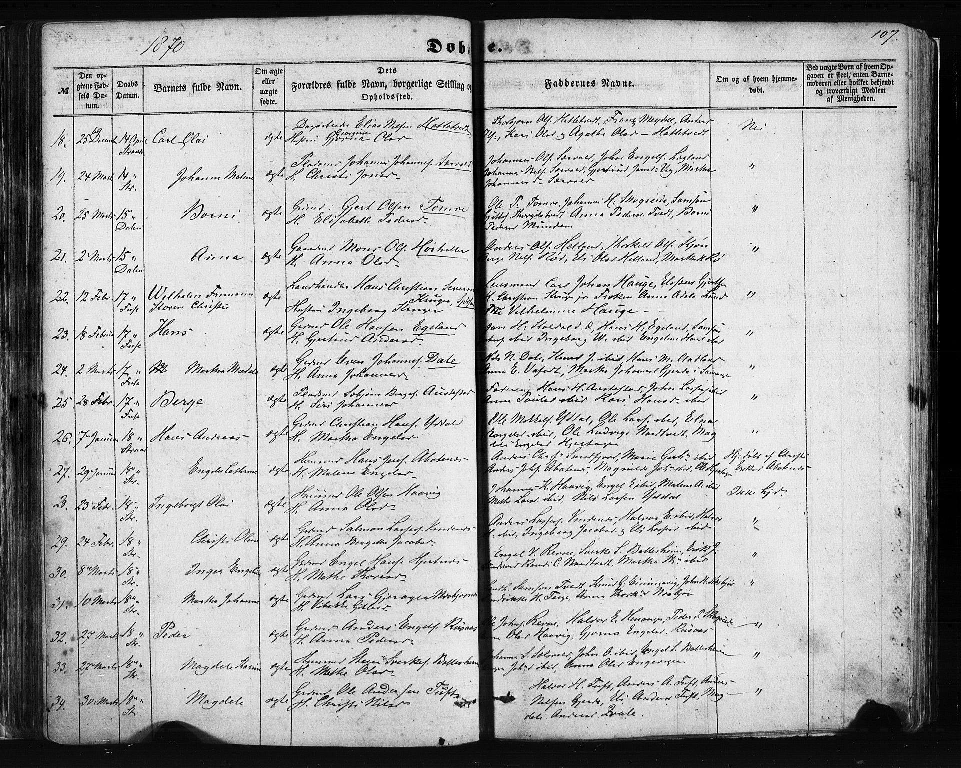 Fusa sokneprestembete, AV/SAB-A-75401/H/Haa: Ministerialbok nr. A 1I, 1855-1879, s. 107