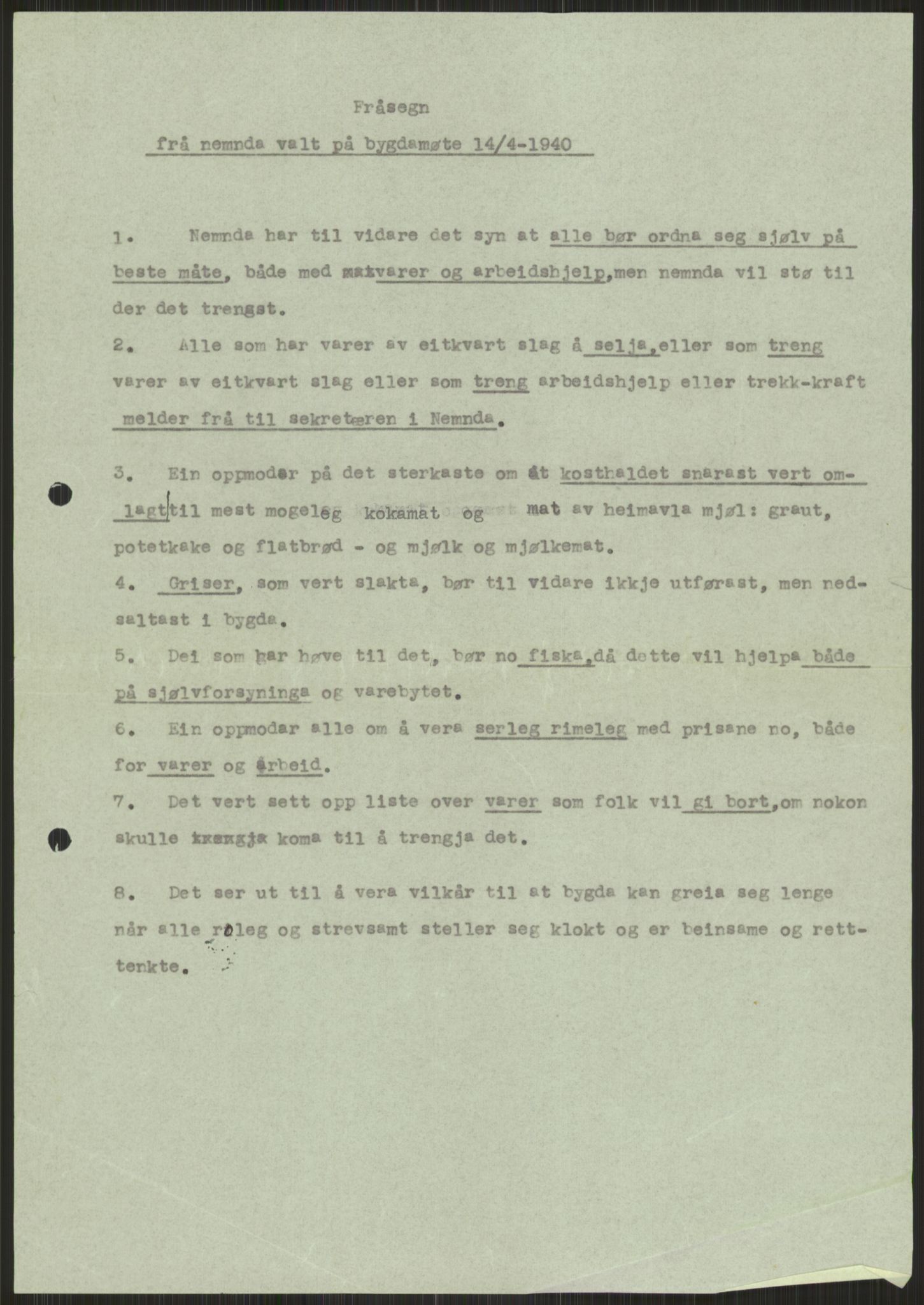 Forsvaret, Forsvarets krigshistoriske avdeling, AV/RA-RAFA-2017/Y/Ya/L0015: II-C-11-31 - Fylkesmenn.  Rapporter om krigsbegivenhetene 1940., 1940, s. 818