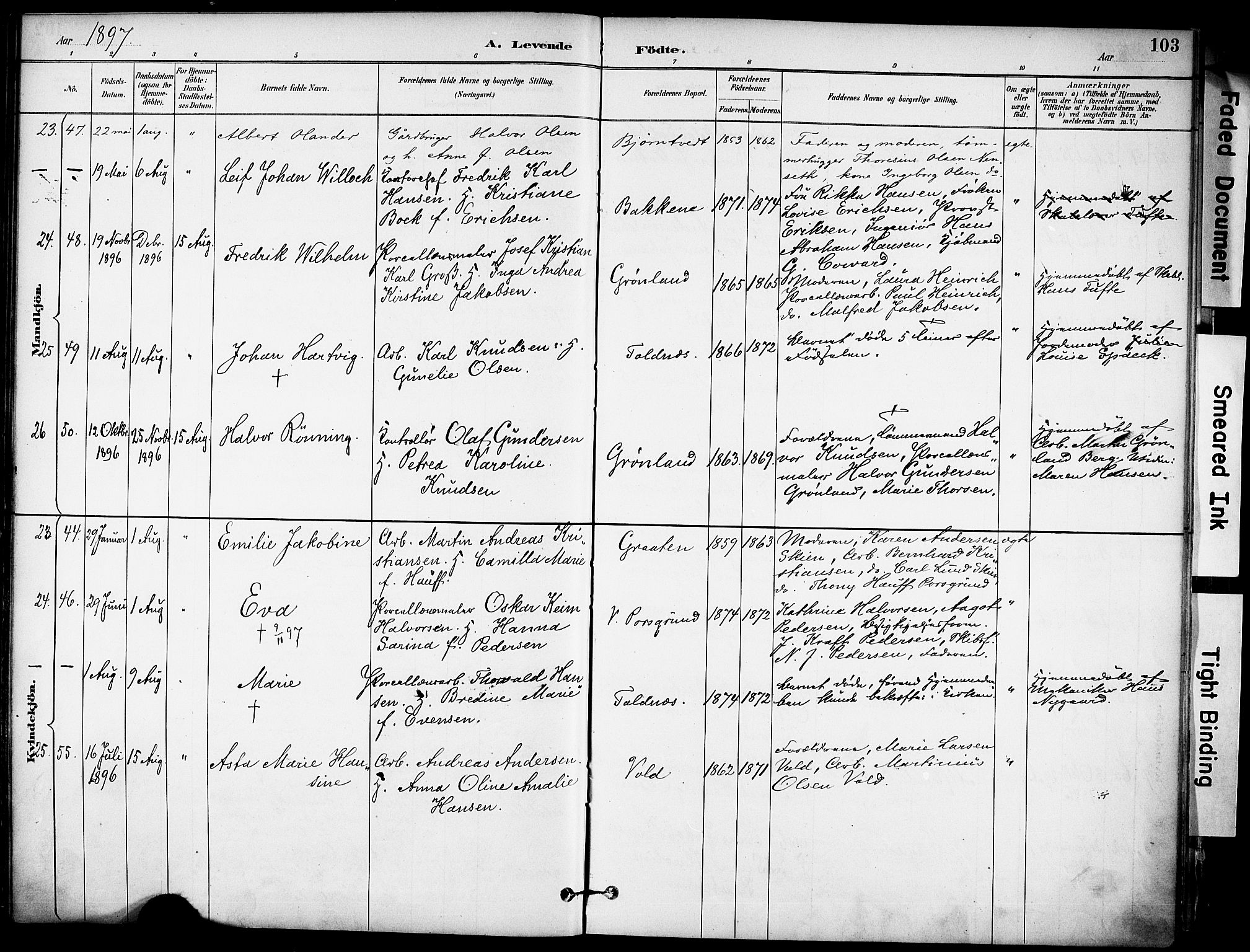 Solum kirkebøker, AV/SAKO-A-306/F/Fa/L0010: Ministerialbok nr. I 10, 1888-1898, s. 103