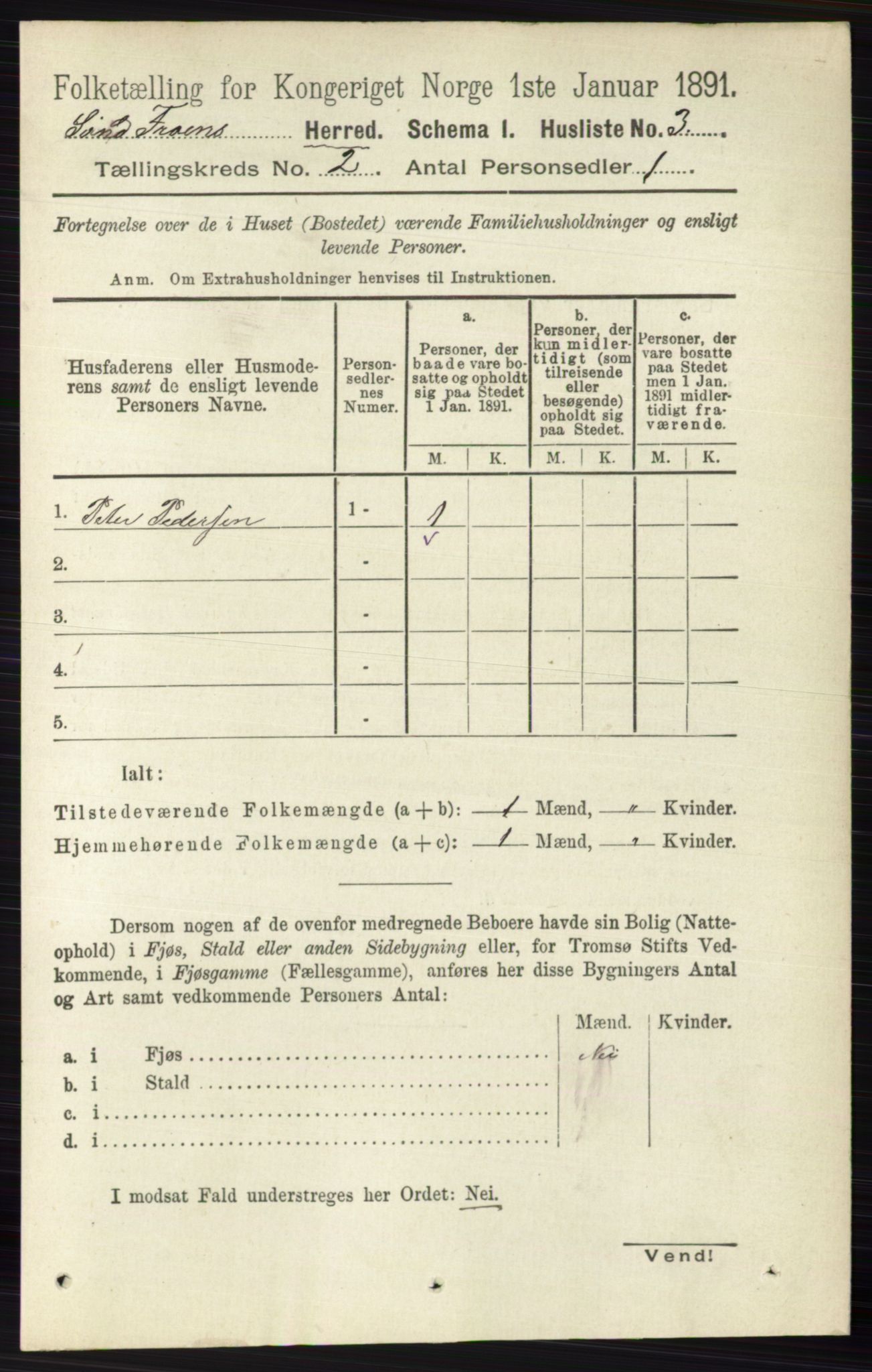 RA, Folketelling 1891 for 0519 Sør-Fron herred, 1891, s. 498