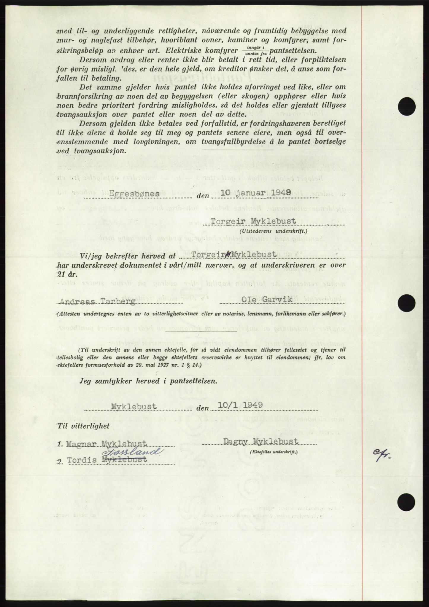 Søre Sunnmøre sorenskriveri, AV/SAT-A-4122/1/2/2C/L0116: Pantebok nr. 4B, 1948-1949, Dagboknr: 247/1949