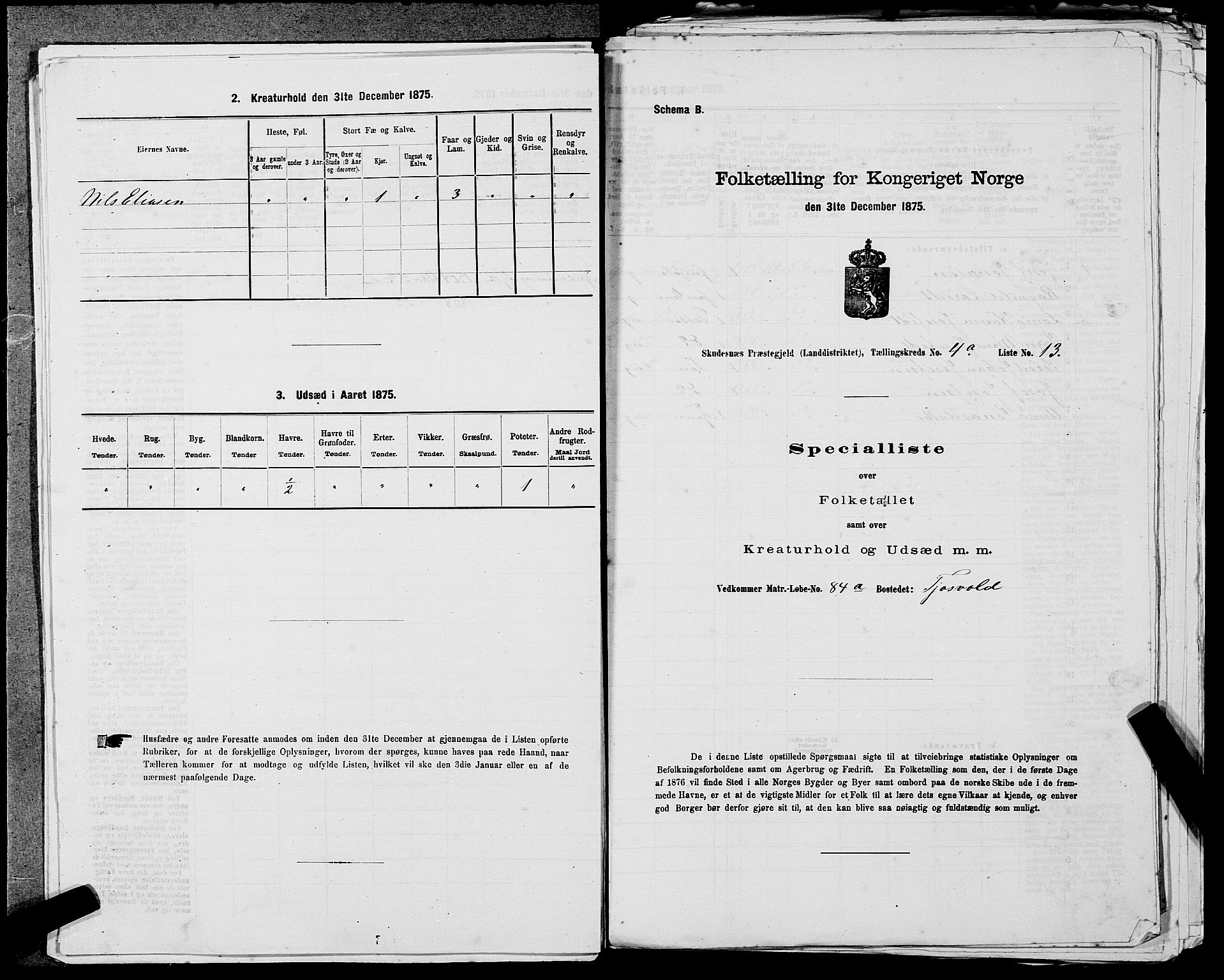 SAST, Folketelling 1875 for 1150L Skudenes prestegjeld, Falnes sokn, Åkra sokn og Ferkingstad sokn, 1875, s. 382