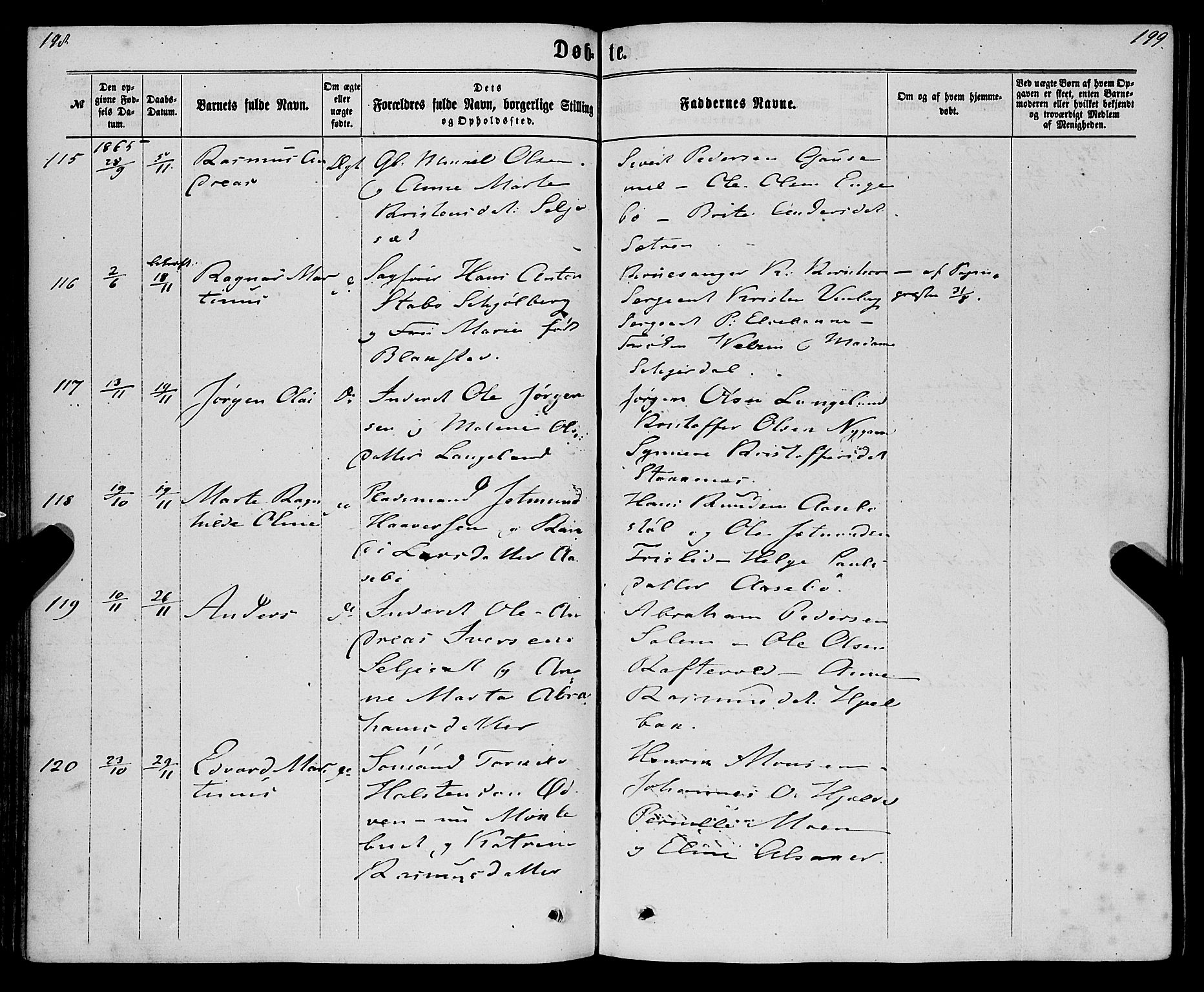 Eid sokneprestembete, AV/SAB-A-82301/H/Haa/Haaa/L0009: Ministerialbok nr. A 9, 1861-1868, s. 198-199