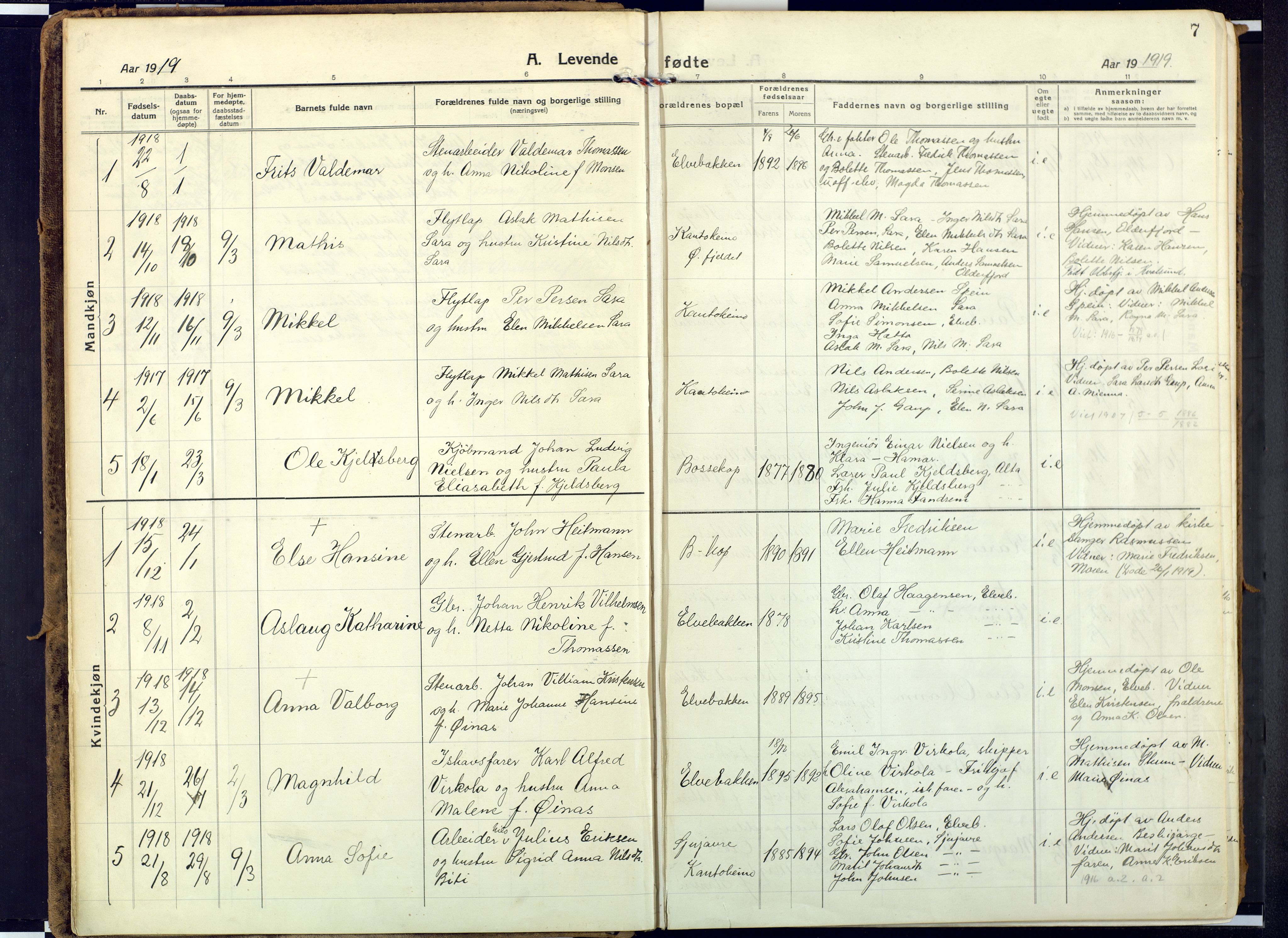 Alta sokneprestkontor, AV/SATØ-S-1338/H/Ha: Ministerialbok nr. 6, 1918-1931, s. 7