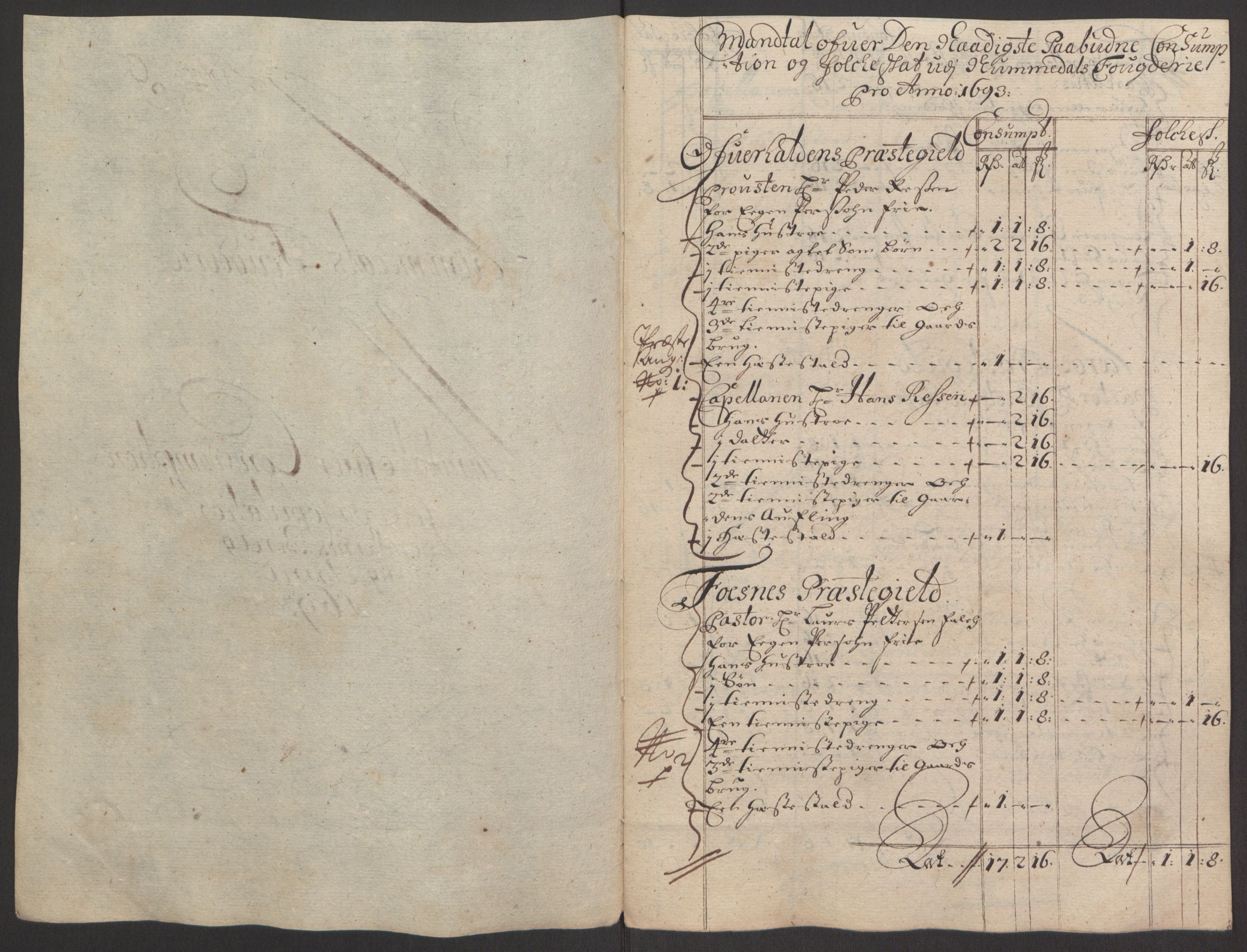 Rentekammeret inntil 1814, Reviderte regnskaper, Fogderegnskap, AV/RA-EA-4092/R64/L4424: Fogderegnskap Namdal, 1692-1695, s. 269