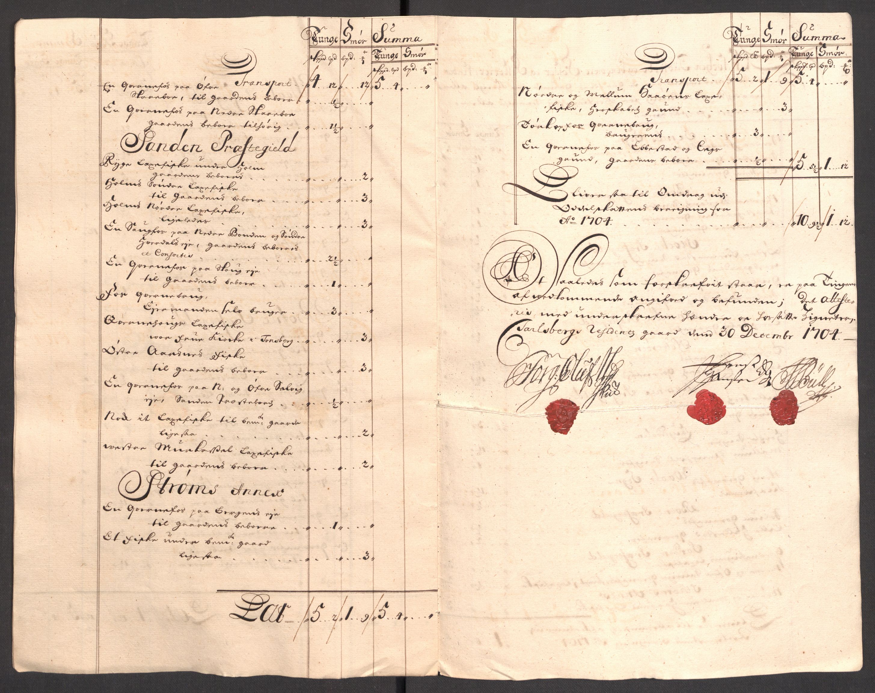 Rentekammeret inntil 1814, Reviderte regnskaper, Fogderegnskap, RA/EA-4092/R32/L1871: Fogderegnskap Jarlsberg grevskap, 1703-1705, s. 345