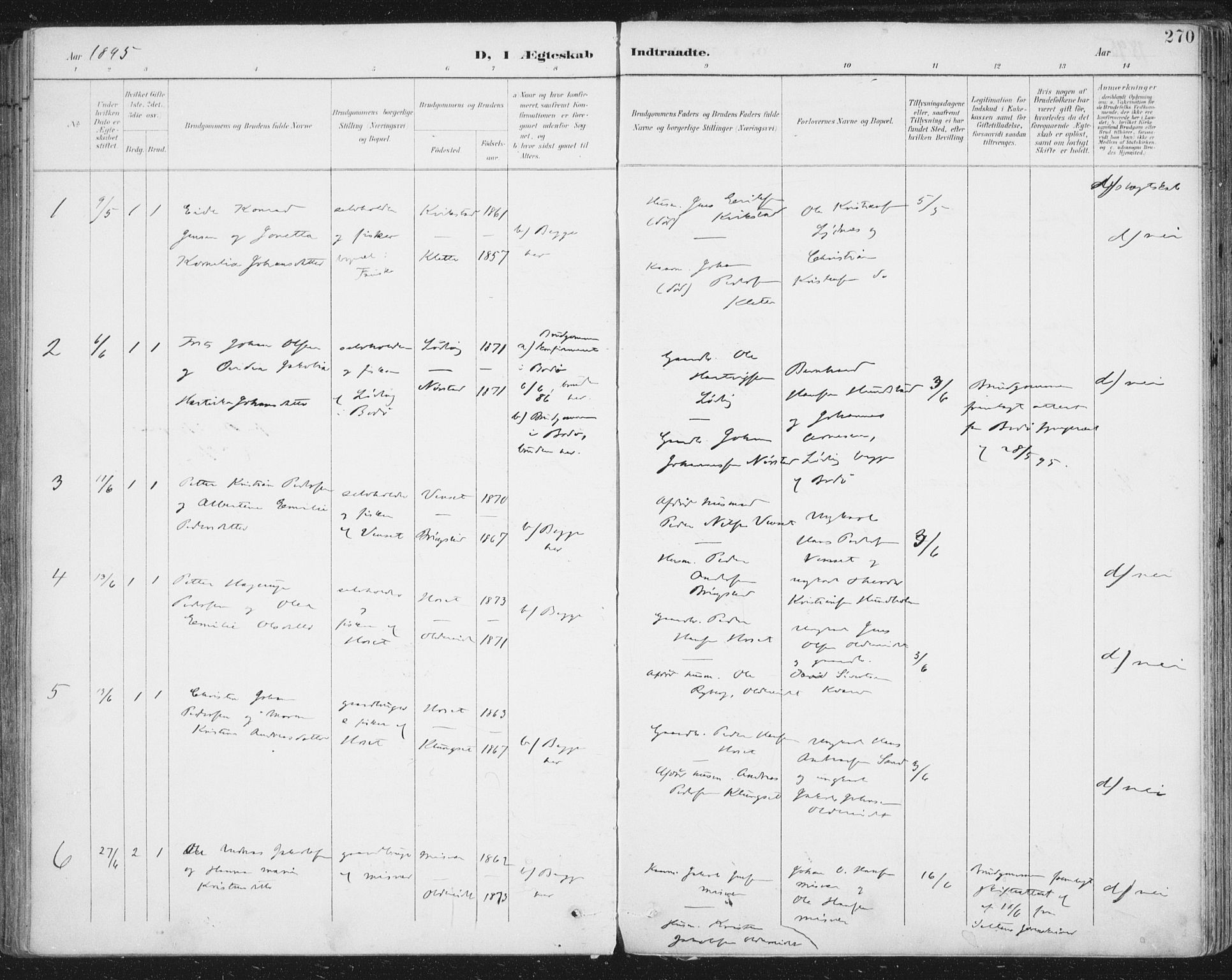 Ministerialprotokoller, klokkerbøker og fødselsregistre - Nordland, SAT/A-1459/852/L0741: Ministerialbok nr. 852A11, 1894-1917, s. 270