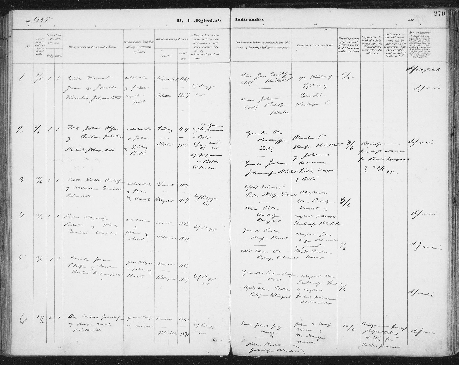 Ministerialprotokoller, klokkerbøker og fødselsregistre - Nordland, AV/SAT-A-1459/852/L0741: Ministerialbok nr. 852A11, 1894-1917, s. 270