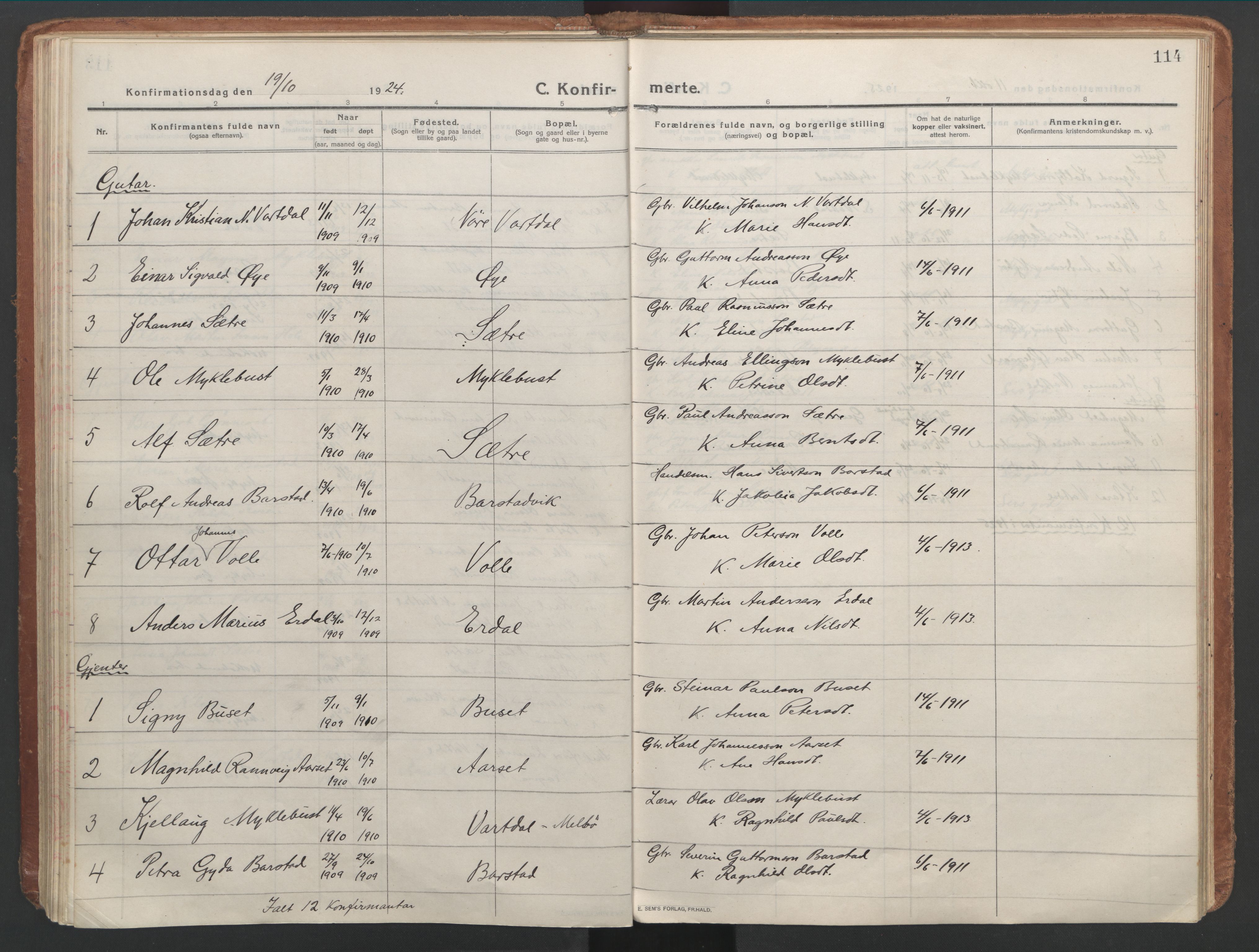 Ministerialprotokoller, klokkerbøker og fødselsregistre - Møre og Romsdal, AV/SAT-A-1454/514/L0200: Ministerialbok nr. 514A02, 1913-1943, s. 114