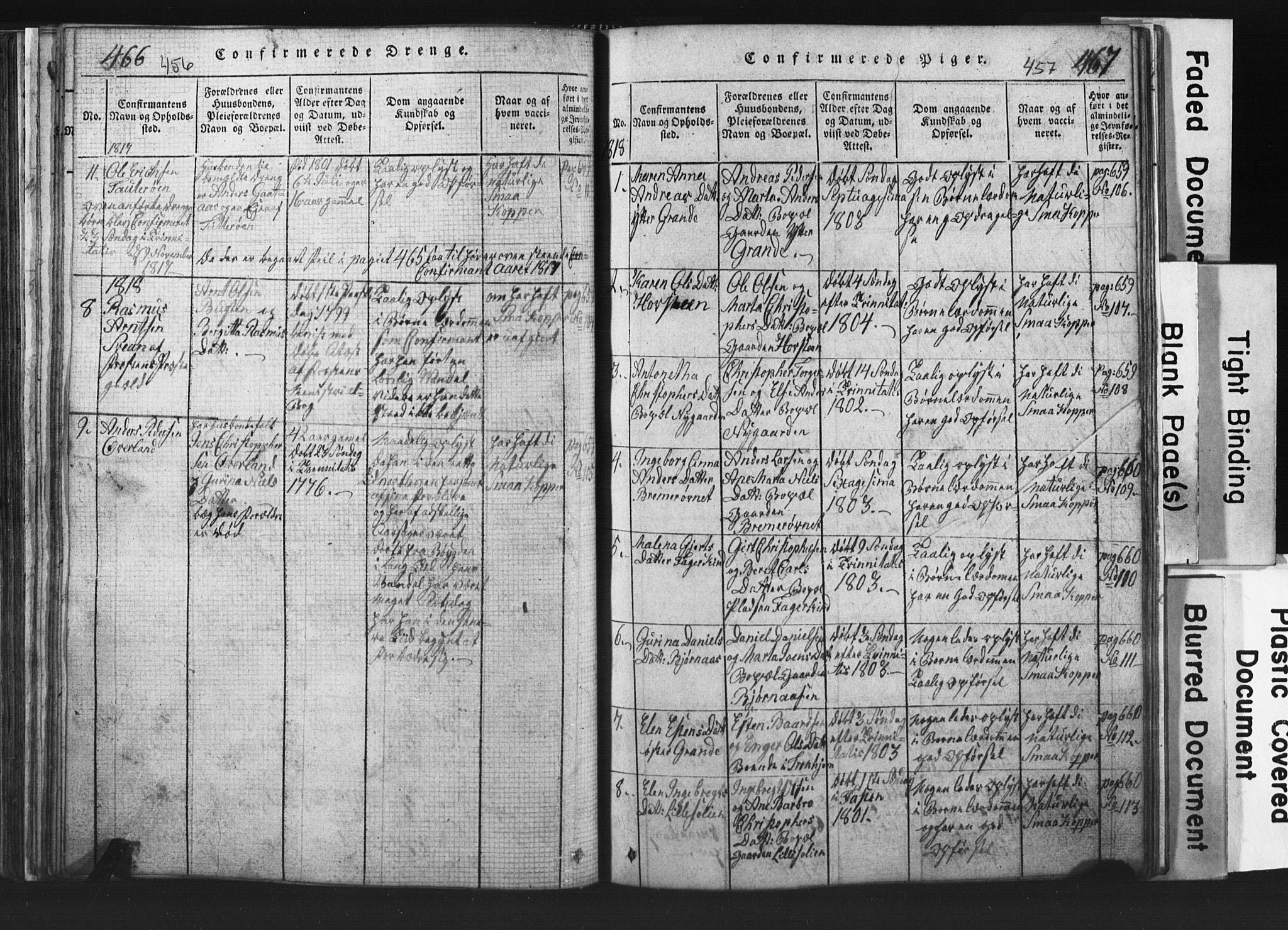 Ministerialprotokoller, klokkerbøker og fødselsregistre - Nord-Trøndelag, AV/SAT-A-1458/701/L0017: Klokkerbok nr. 701C01, 1817-1825, s. 456-457