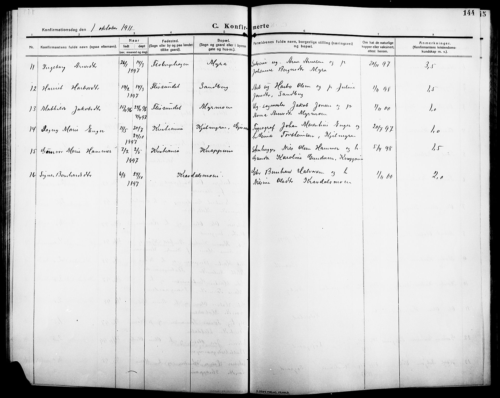 Åsnes prestekontor, AV/SAH-PREST-042/H/Ha/Hab/L0007: Klokkerbok nr. 7, 1909-1926, s. 144
