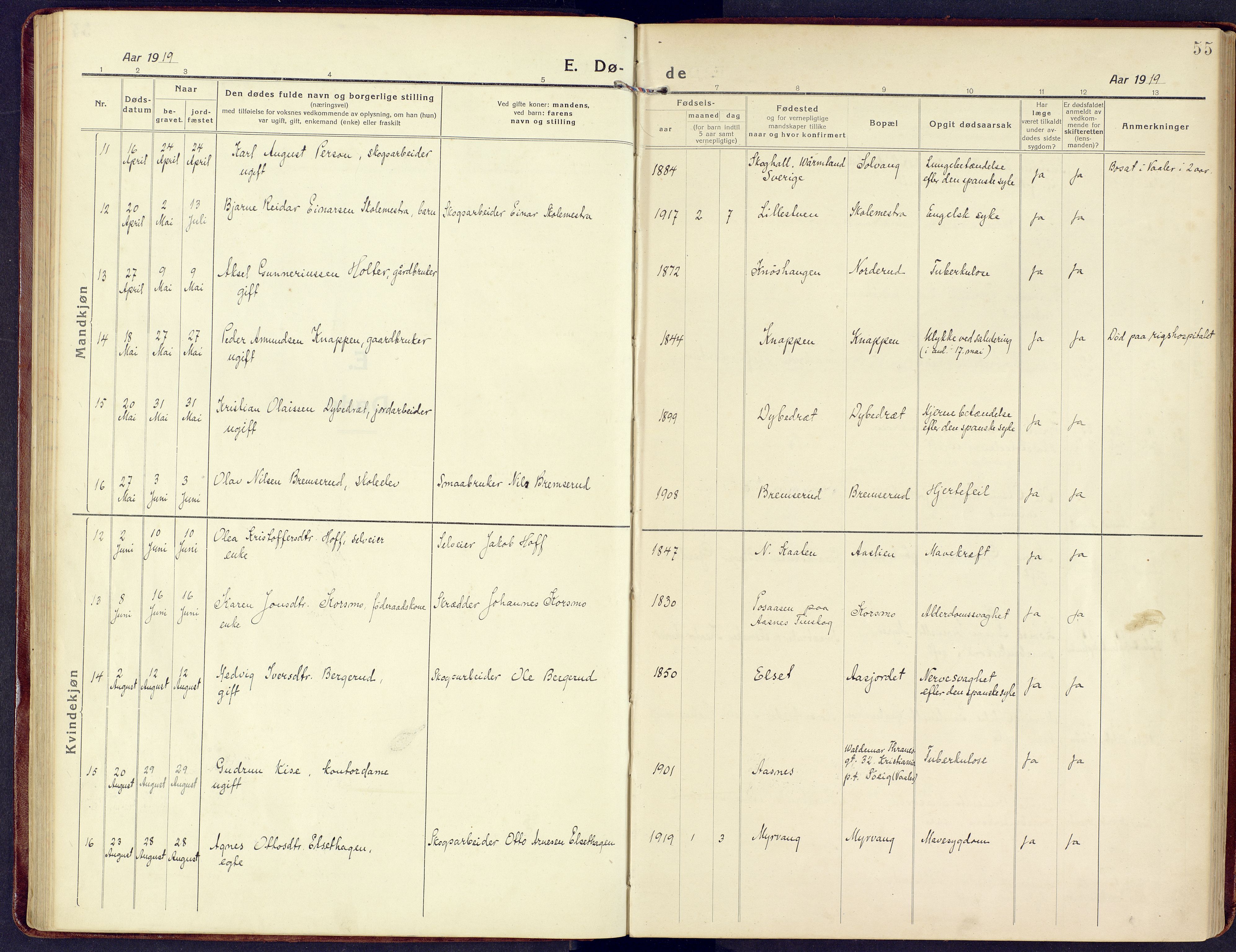 Våler prestekontor, Hedmark, AV/SAH-PREST-040/H/Ha/Haa/L0011: Ministerialbok nr. 11, 1919-1933, s. 55