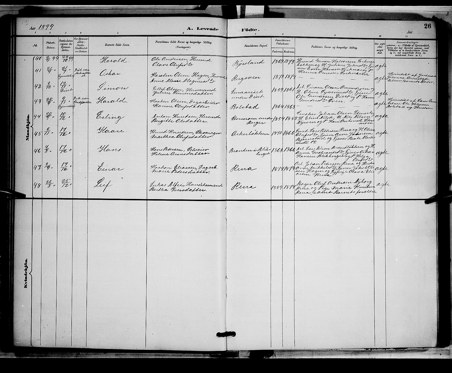Åmot prestekontor, Hedmark, AV/SAH-PREST-056/H/Ha/Hab/L0002: Klokkerbok nr. 2, 1896-1906, s. 26