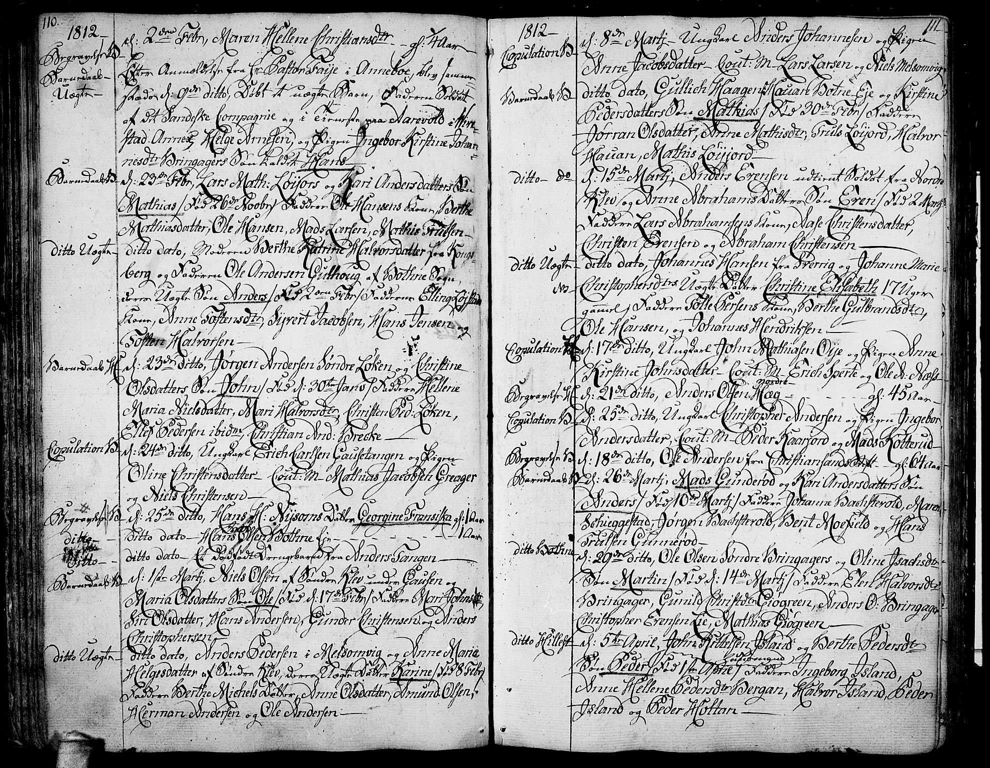 Botne kirkebøker, AV/SAKO-A-340/F/Fa/L0003: Ministerialbok nr. I 3 /1, 1792-1844, s. 110-111