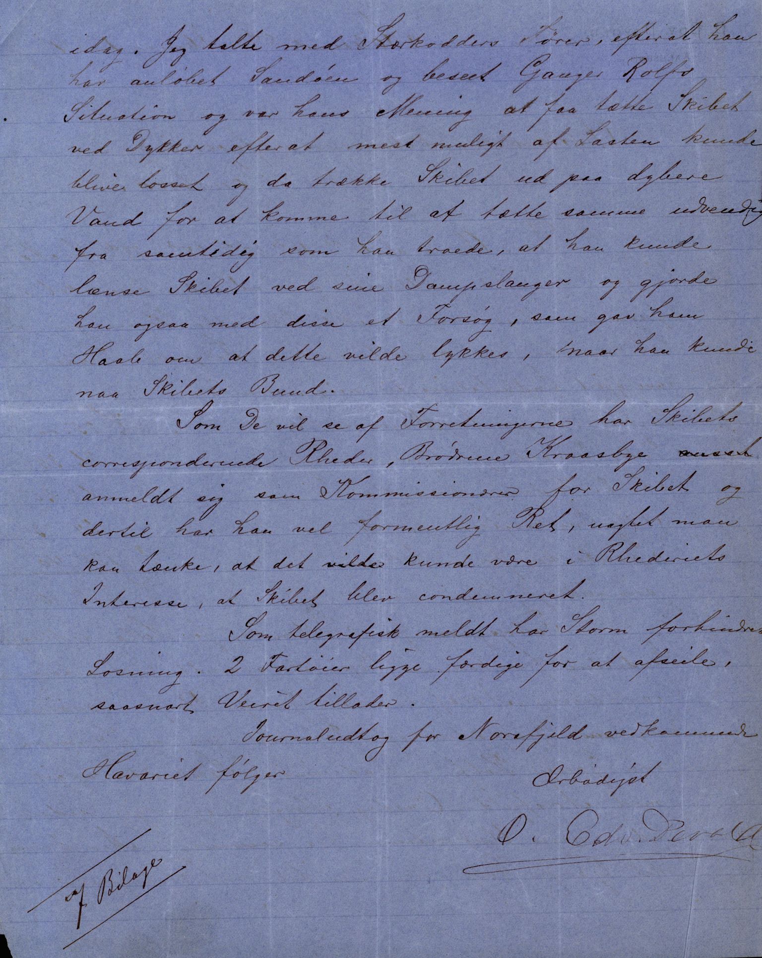 Pa 63 - Østlandske skibsassuranceforening, VEMU/A-1079/G/Ga/L0017/0011: Havaridokumenter / Andover, Amicitia, Bratsberg, Ganger Rolf, 1884, s. 55