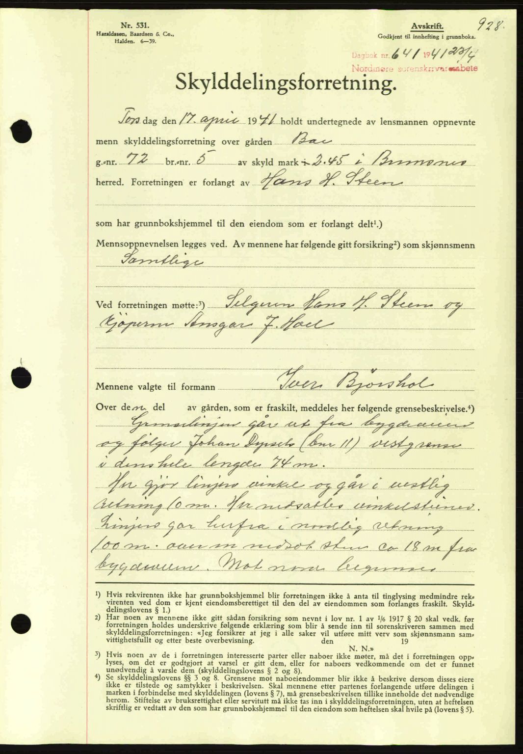 Nordmøre sorenskriveri, SAT/A-4132/1/2/2Ca: Pantebok nr. A89, 1940-1941, Dagboknr: 641/1941