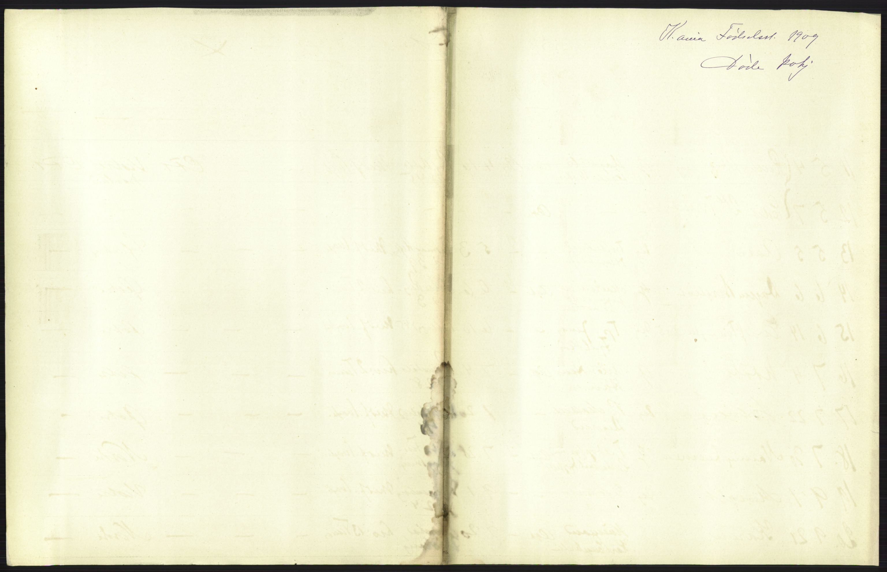Statistisk sentralbyrå, Sosiodemografiske emner, Befolkning, AV/RA-S-2228/D/Df/Dfa/Dfag/L0010: Kristiania: Døde, dødfødte., 1909, s. 215