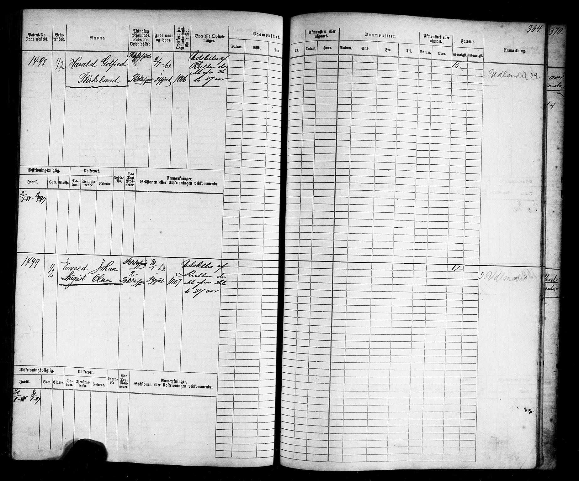 Flekkefjord mønstringskrets, SAK/2031-0018/F/Fb/L0009: Hovedrulle nr 771-1533, Æ-6, 1868-1900, s. 396