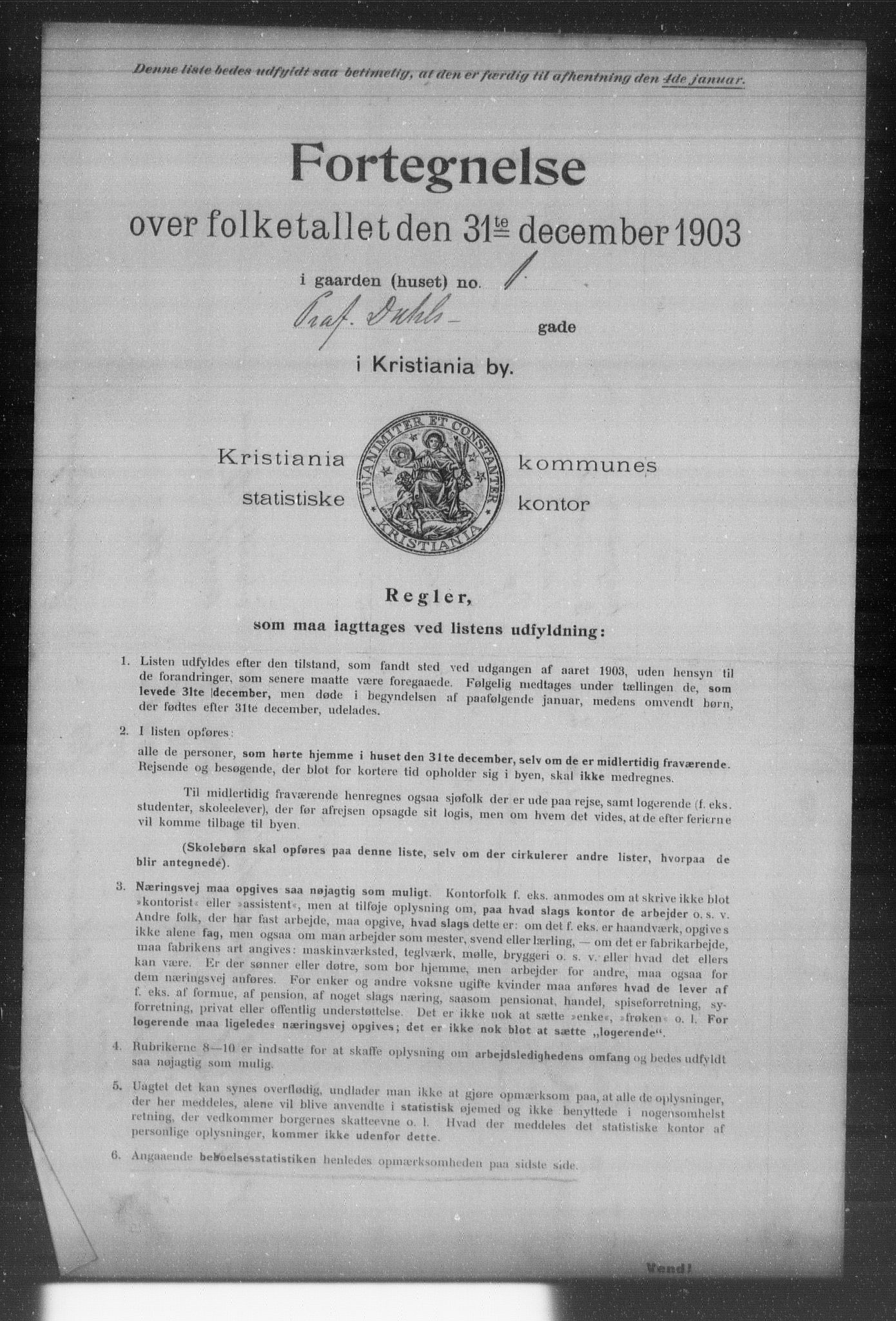 OBA, Kommunal folketelling 31.12.1903 for Kristiania kjøpstad, 1903, s. 16012