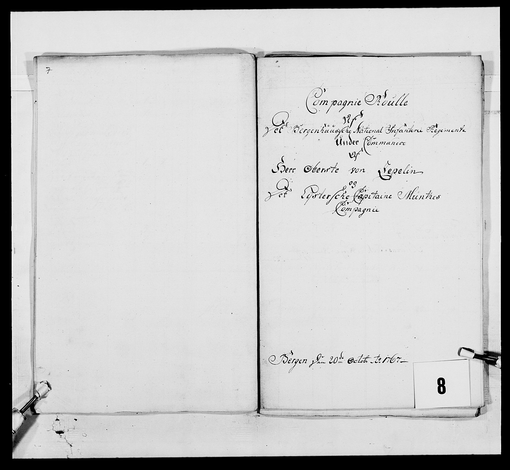 Kommanderende general (KG I) med Det norske krigsdirektorium, AV/RA-EA-5419/E/Ea/L0519: 1. Bergenhusiske regiment, 1767, s. 150