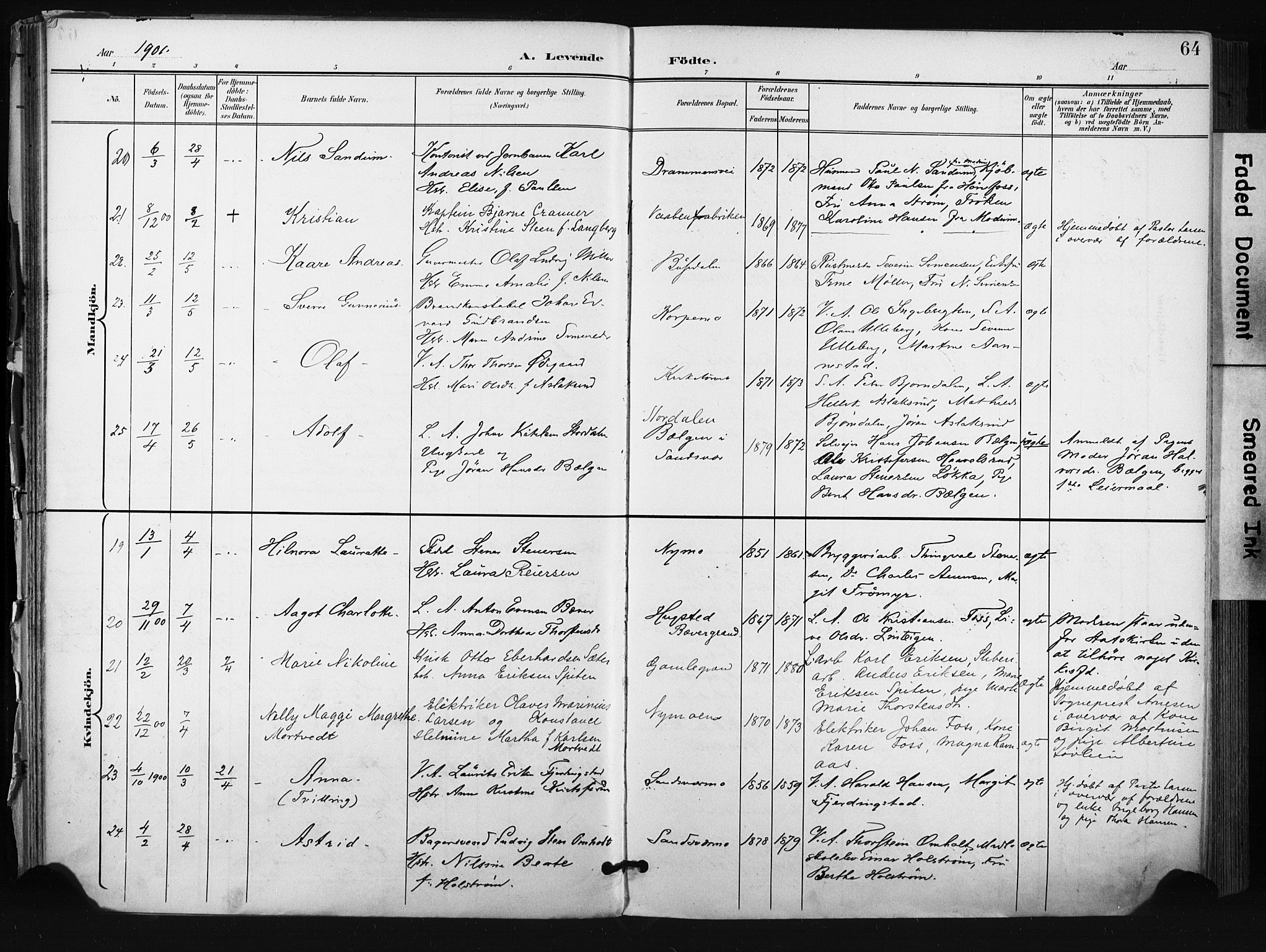Kongsberg kirkebøker, AV/SAKO-A-22/F/Fb/L0003: Ministerialbok nr. II 3, 1896-1905, s. 64