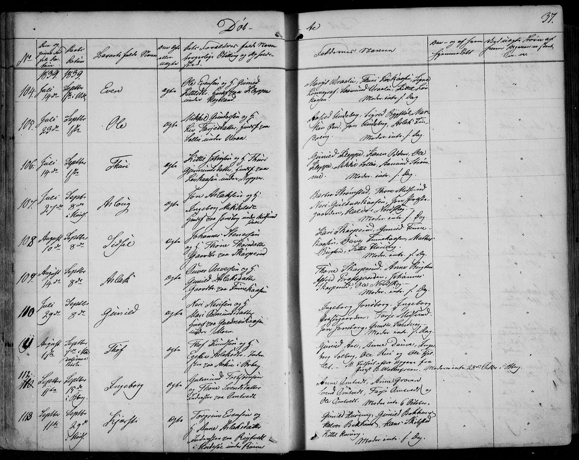 Kviteseid kirkebøker, AV/SAKO-A-276/F/Fa/L0006: Ministerialbok nr. I 6, 1836-1858, s. 37